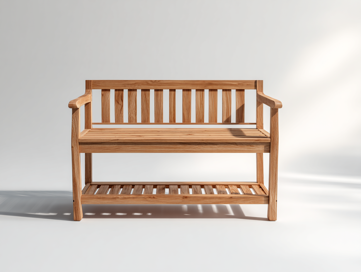 Bancos de jardín de madera con estante inferior 124x58x90 cm - marrón claro - para jardín - diseño clásico-Macorzidecor