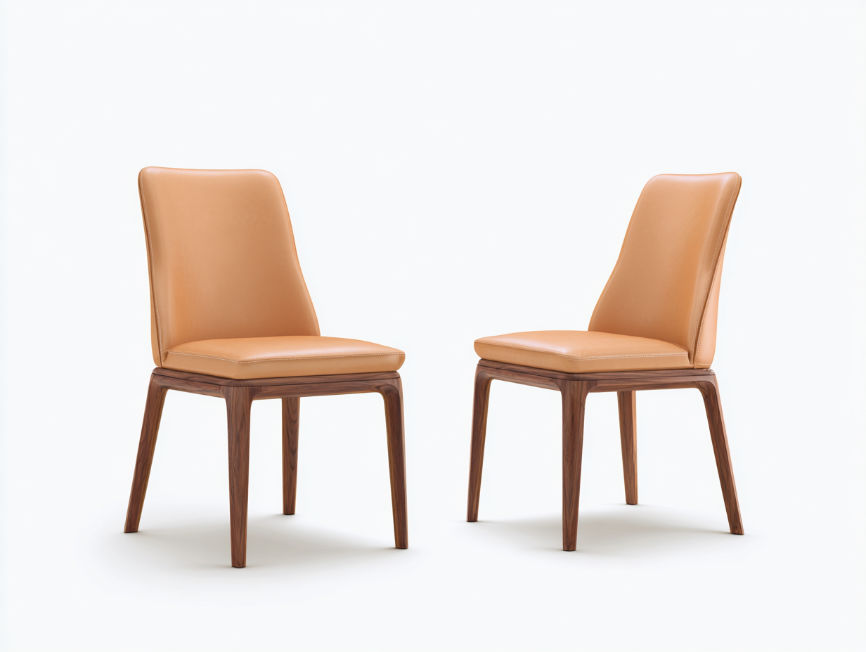 Sillas de comedor piel sintética madera 52x58x86 cm marrón claro nogal diseño moderno-Macorzidecor