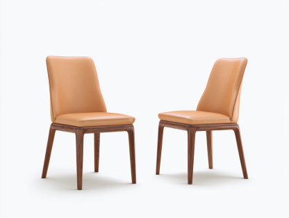 Sillas de comedor piel sintética madera 52x58x86 cm marrón claro nogal diseño moderno-Macorzidecor