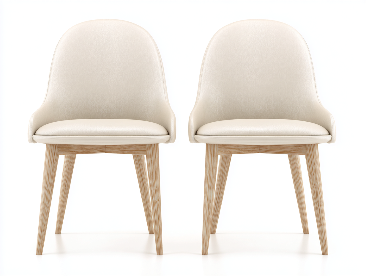 Sillas de comedor - cuero sintético y madera 50x56x84 cm - blanco roto-beige - diseño nórdico de 2 piezas-Macorzidecor