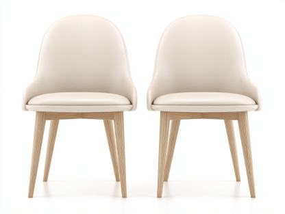 Sillas de comedor - cuero sintético y madera 50x56x84 cm - blanco roto-beige - diseño nórdico de 2 piezas-Macorzidecor