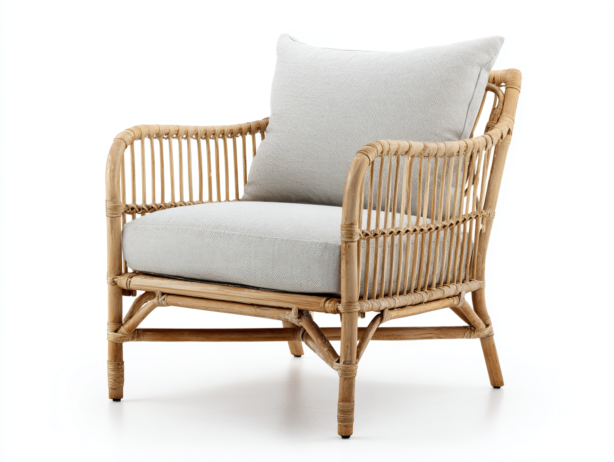 Sillones de ratán ratán madera 78x82x84 cm natural beige diseño rústico-Macorzidecor