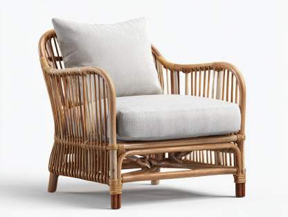 Sillones de ratán ratán madera 76x80x84 cm natural beige diseño artesanal-Macorzidecor