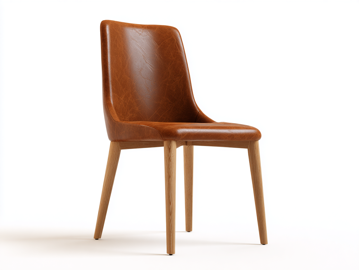 Sillas de comedor de piel sintética 48x56x84 cm - patas de madera - marrón - estilo moderno-Macorzidecor