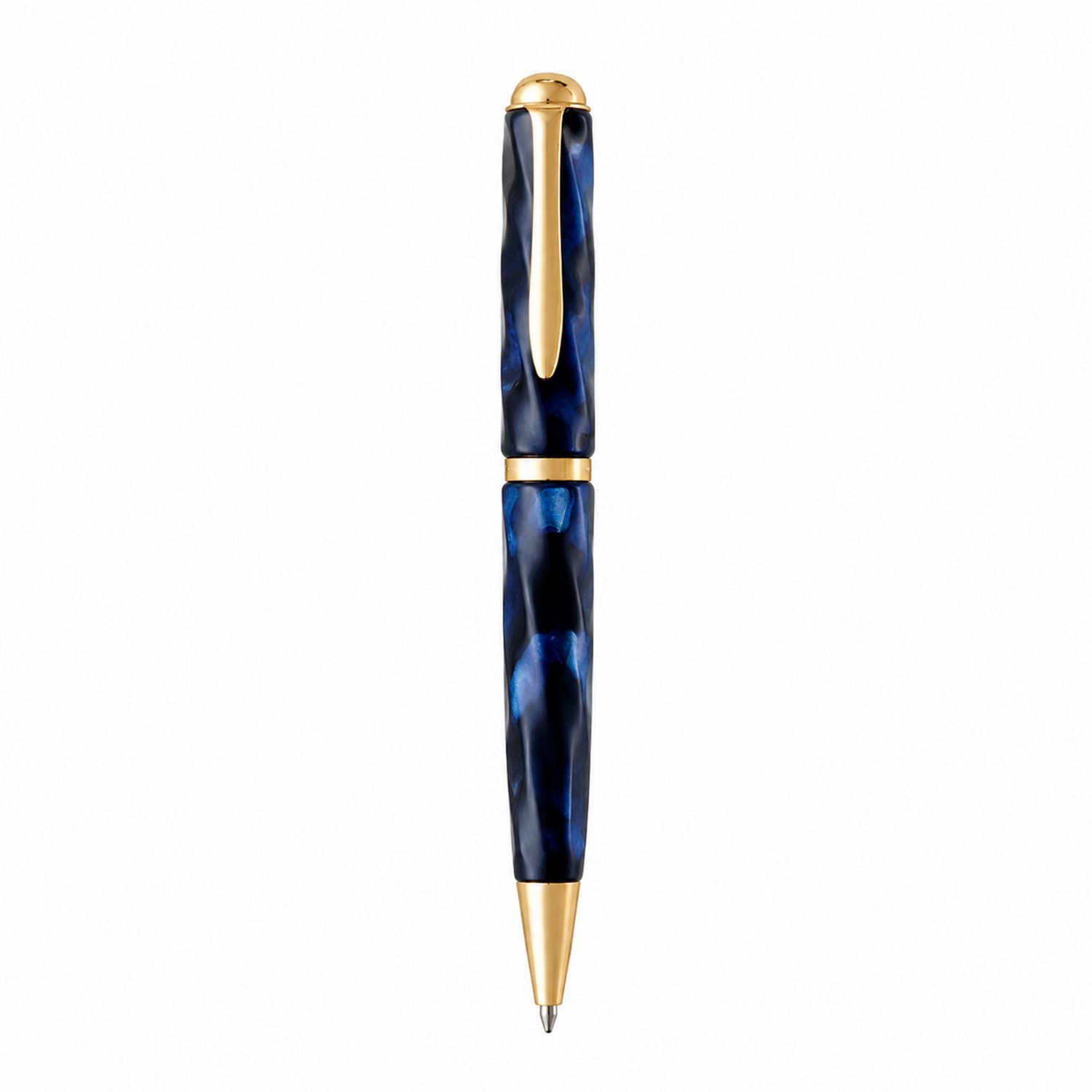 Eleganter Kugelschreiber mit blauen und goldenen Akzenten-Velverohome