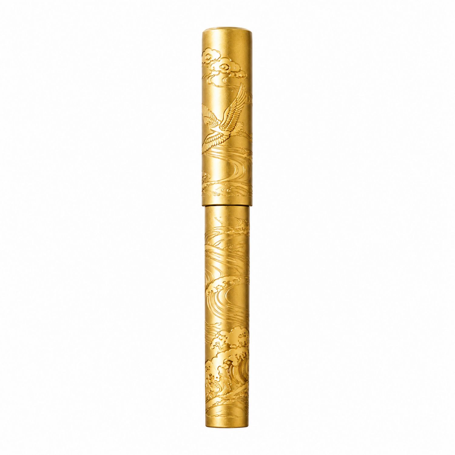Goldener Füllfederhalter mit dekorativer Gravur-Velverohome