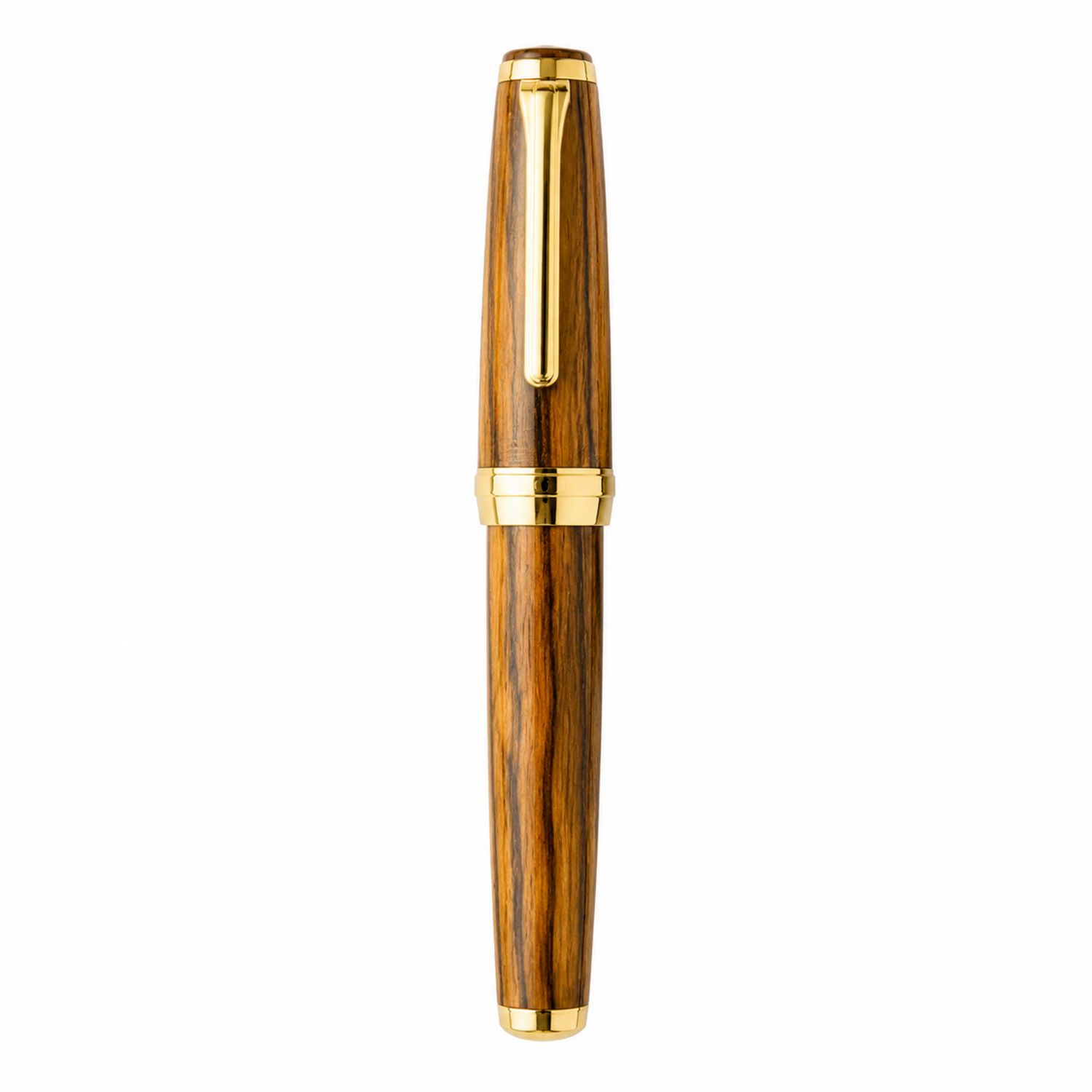Eleganter Füllfederhalter aus Holz mit goldenen Akzenten-Velverohome