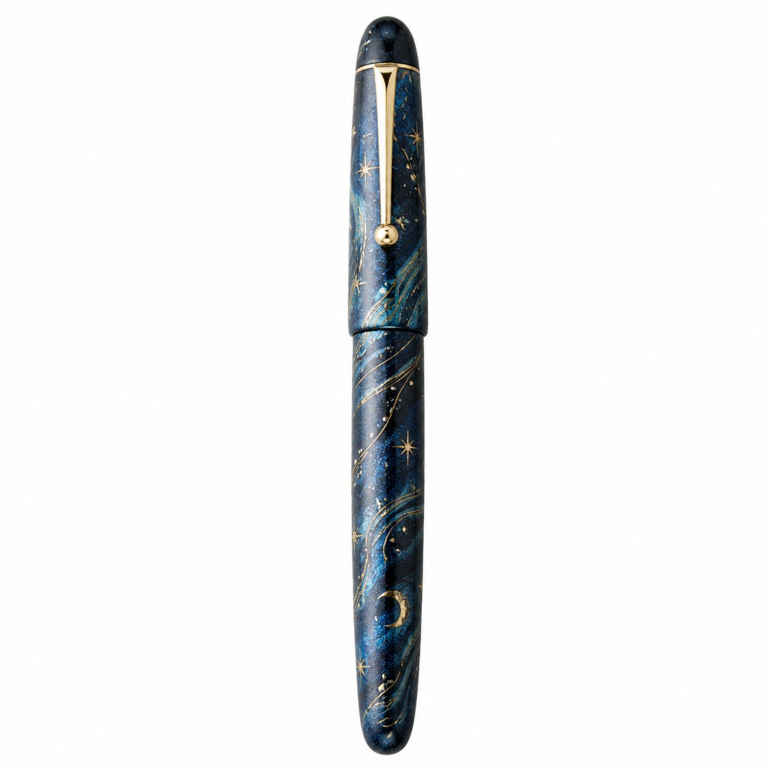Füllfederhalter mit Sternenhimmel-Motiv in Blau und Gold-Velverohome