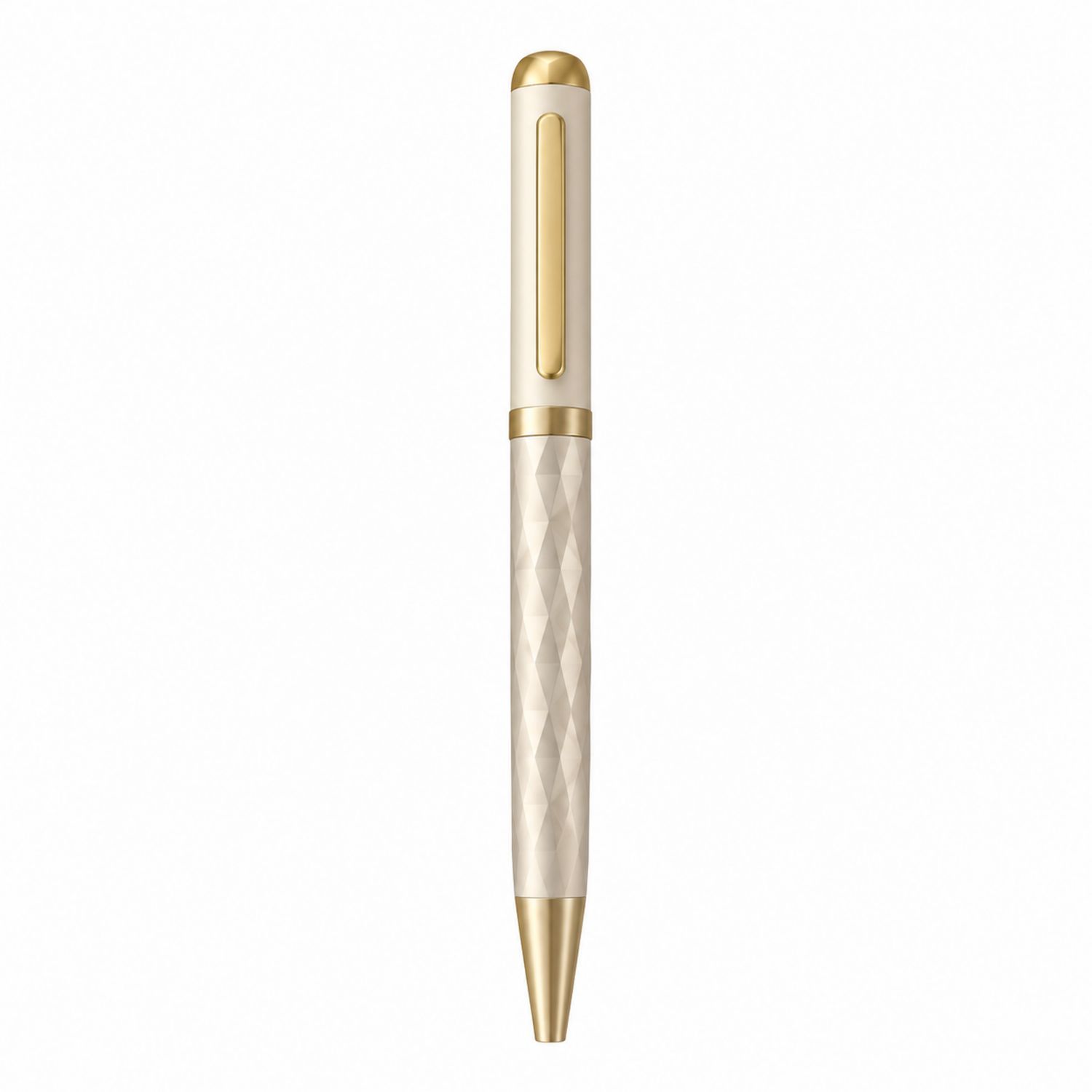 Eleganter Kugelschreiber mit Diamantmuster, Weiß-Gold-Velverohome