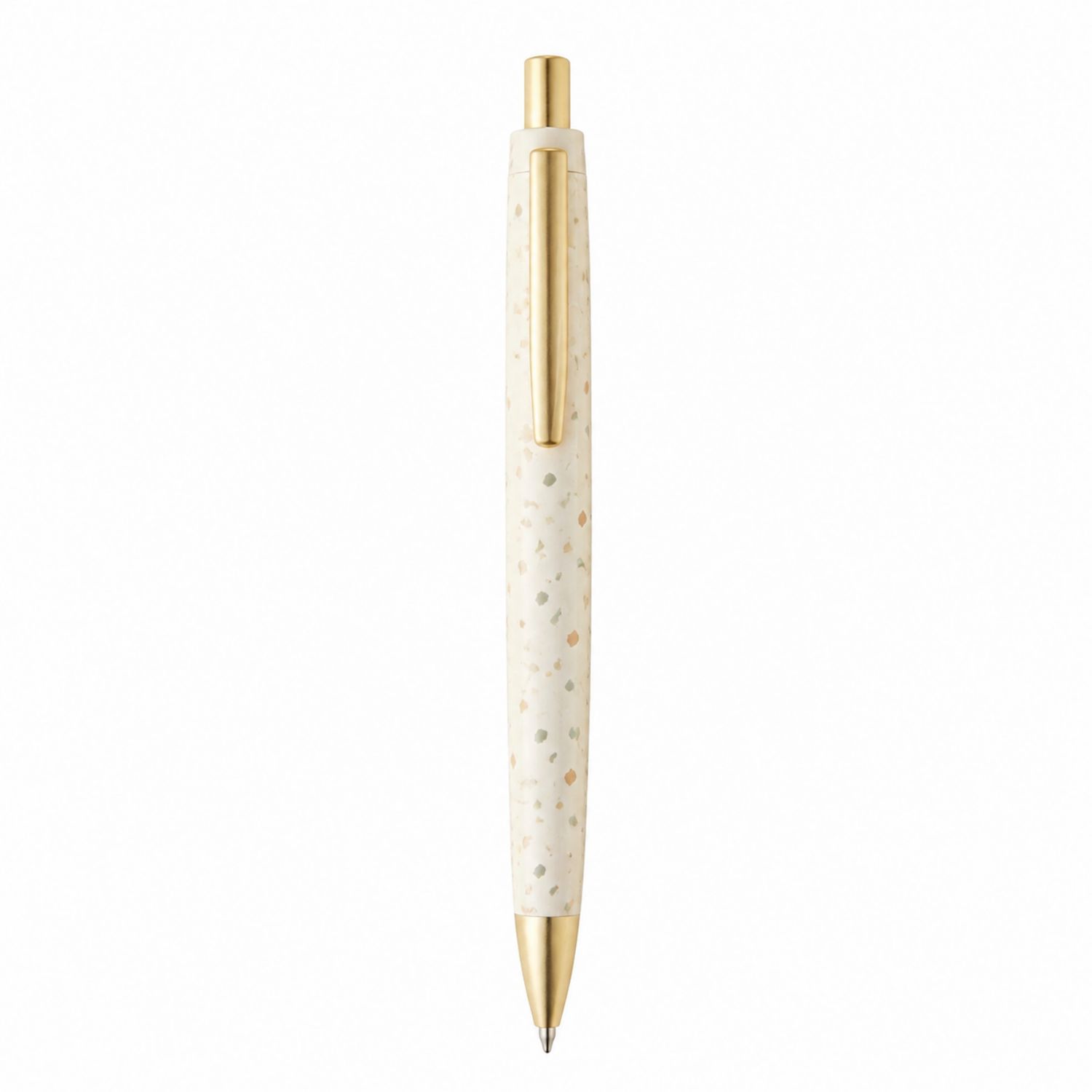 Kugelschreiber mit Terrazzo-Design in Weiß und Gold-Velverohome