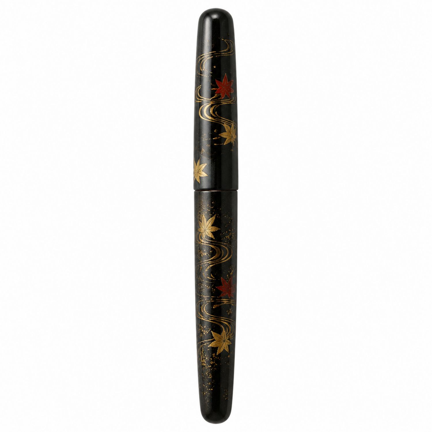 Schwarzer Füllfederhalter mit Goldenen Ahornblatt-Designs-Velverohome