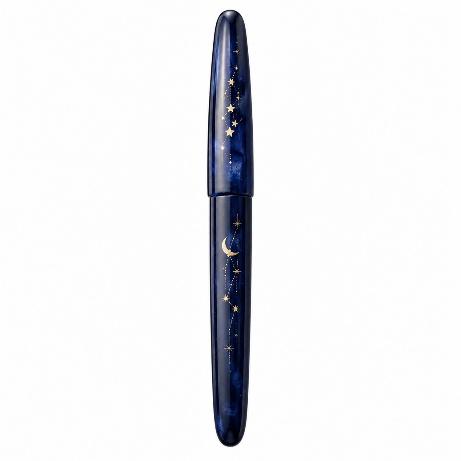 Eleganter blauer Füllfederhalter mit Mond- und Sternenmuster-Velverohome