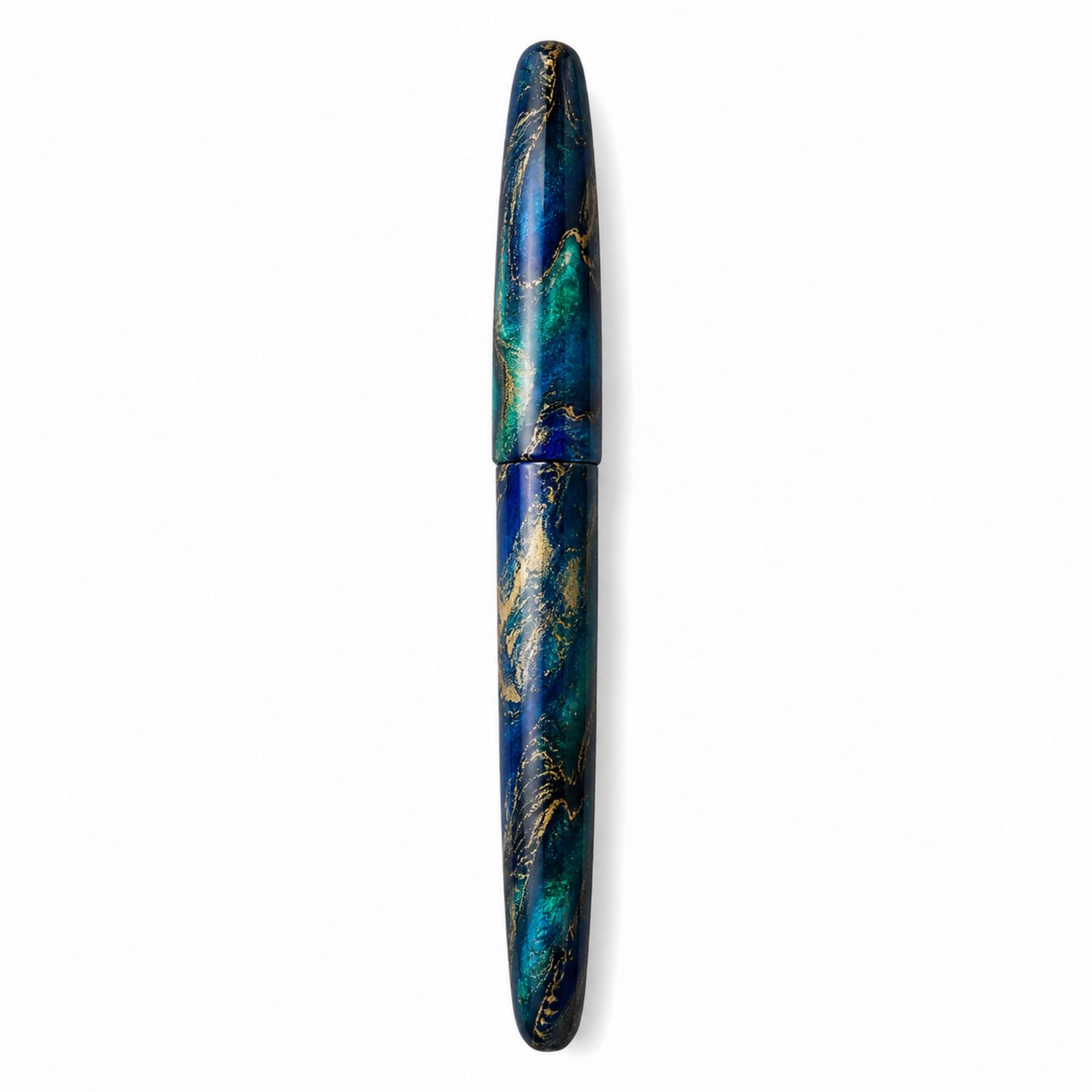 Füllfederhalter Marmoroptik Blau-Grün mit Goldmuster-Velverohome