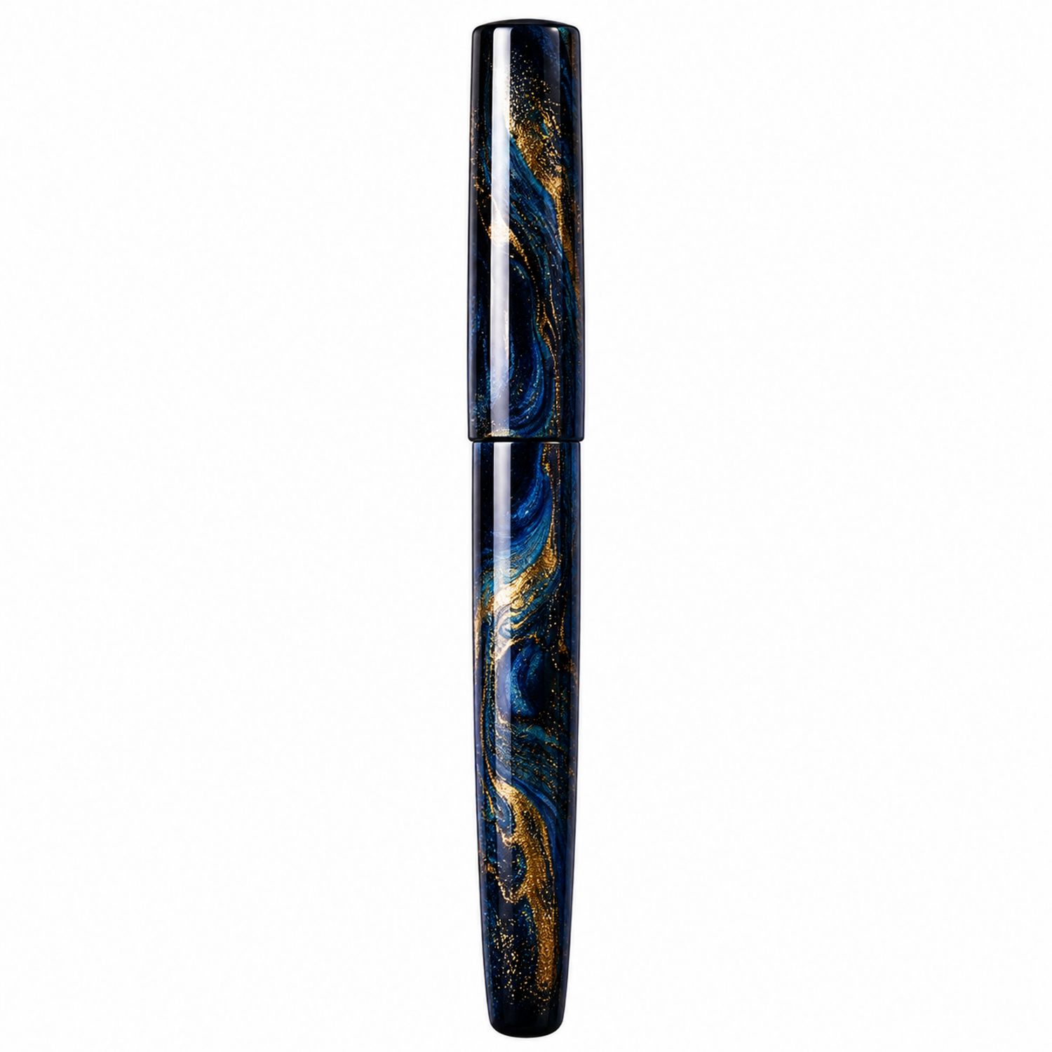 Eleganter Füllfederhalter Blau-Gold mit Marmoriertem Muster-Velverohome