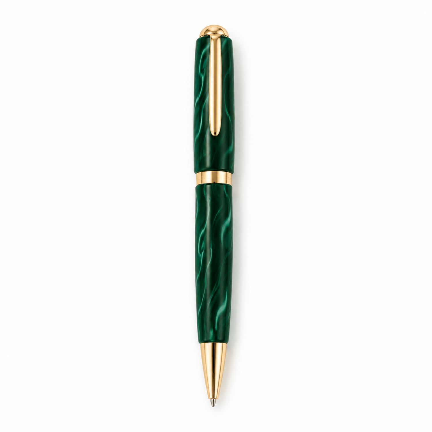 Eleganter dunkelgrüner Kugelschreiber mit goldenen Akzenten-Velverohome