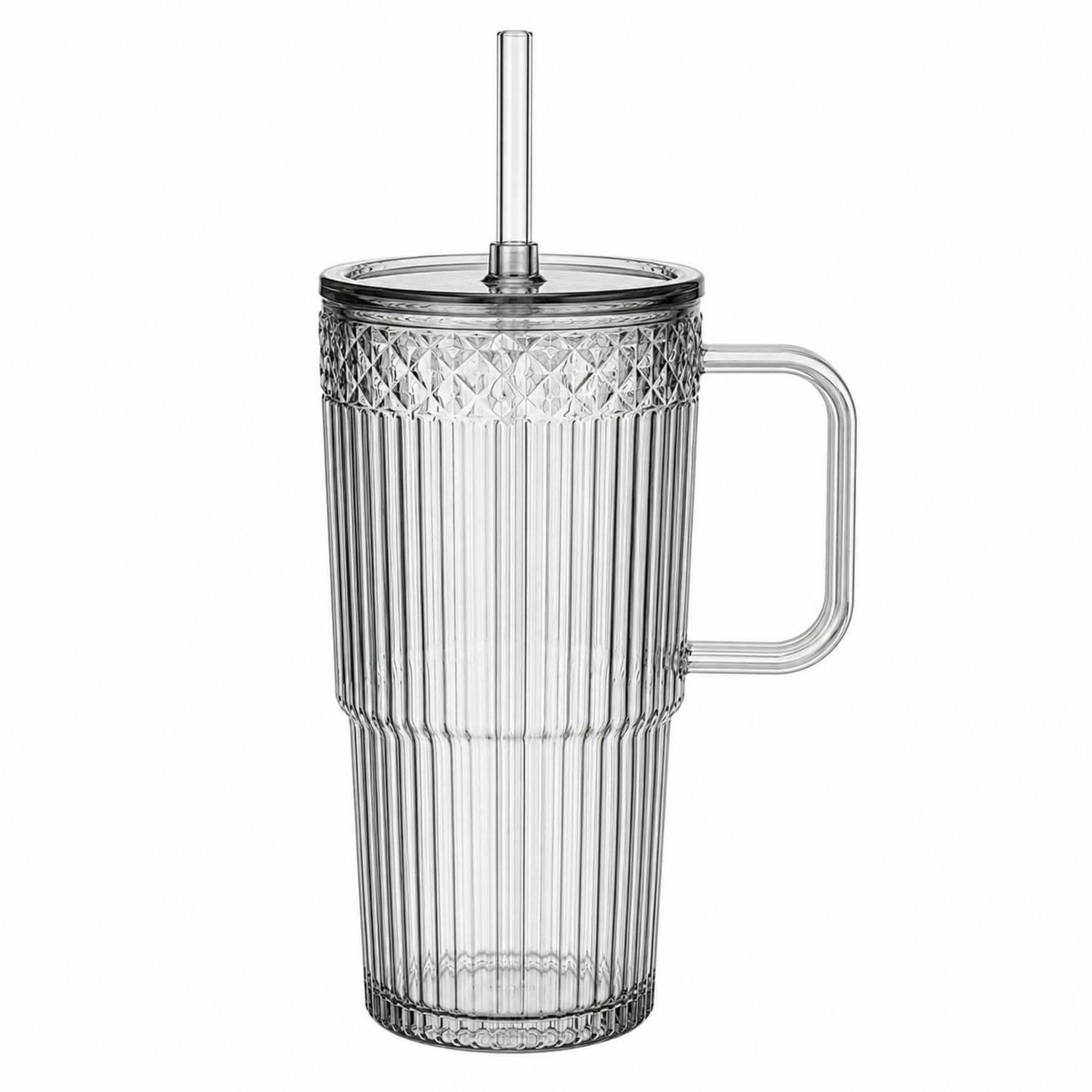 Tasse transparente avec paille et anse - 500 ml