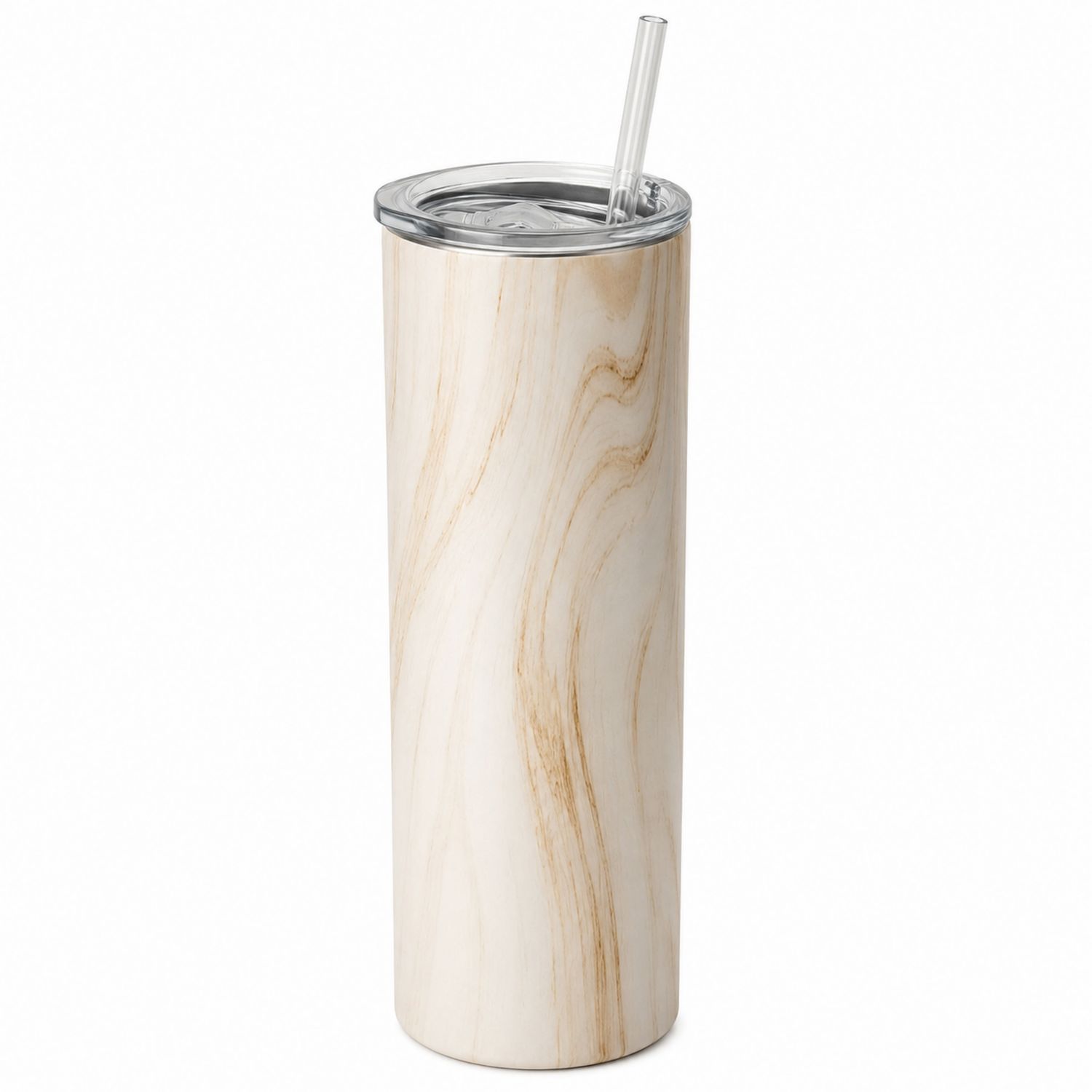 Gobelet Thermique avec Paille Réutilisable 500ml Effet Bois