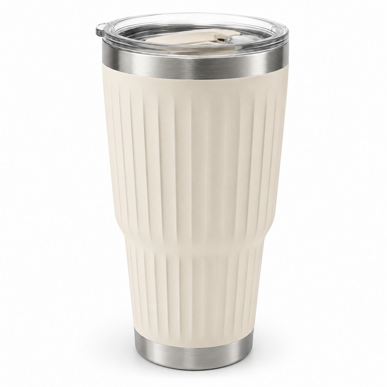 Gobelet Isotherme Beige 500ml avec Couvercle Transparent