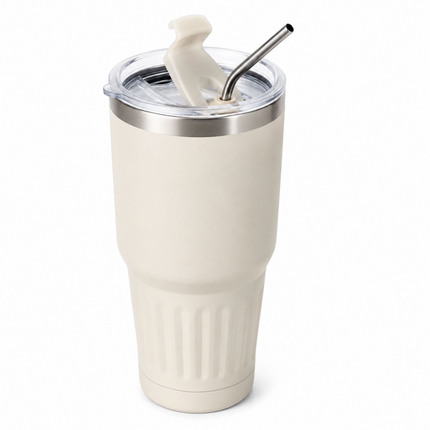 Gobelet Isotherme 900ml avec Couvercle et Paille - Beige