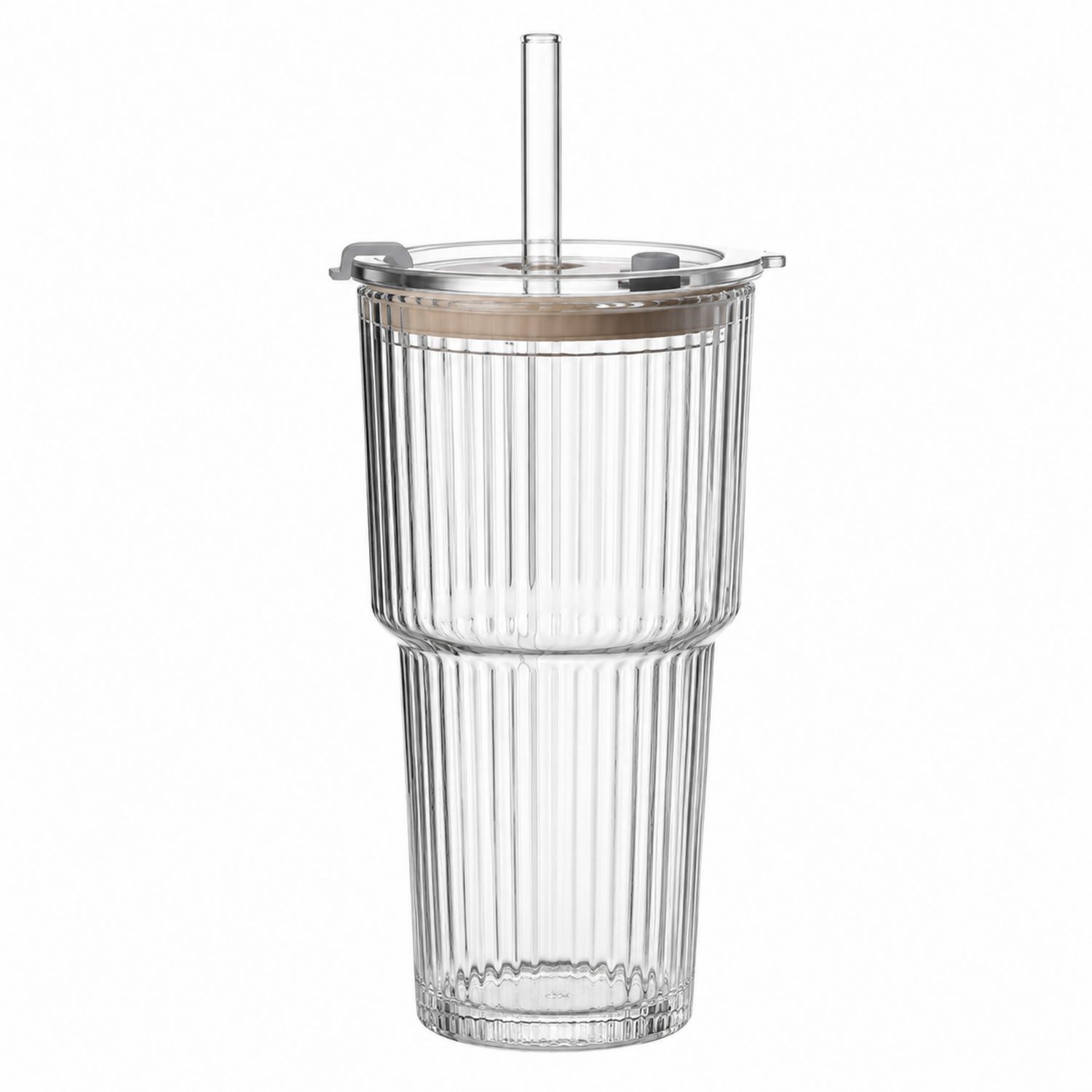 Gobelet transparent avec paille - 500 ml et couvercle hermétique