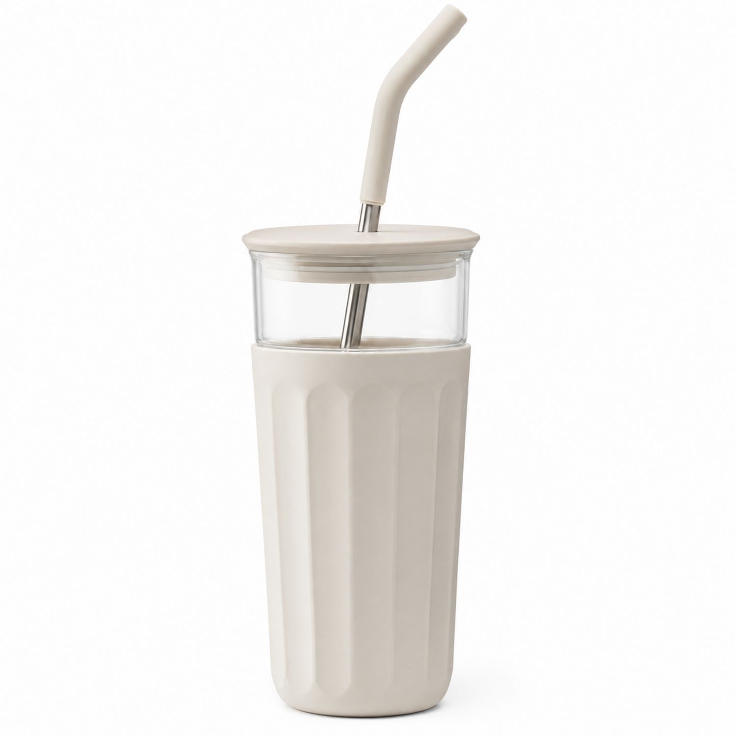 Tasse Isotherme avec Paille Intégrée Blanc