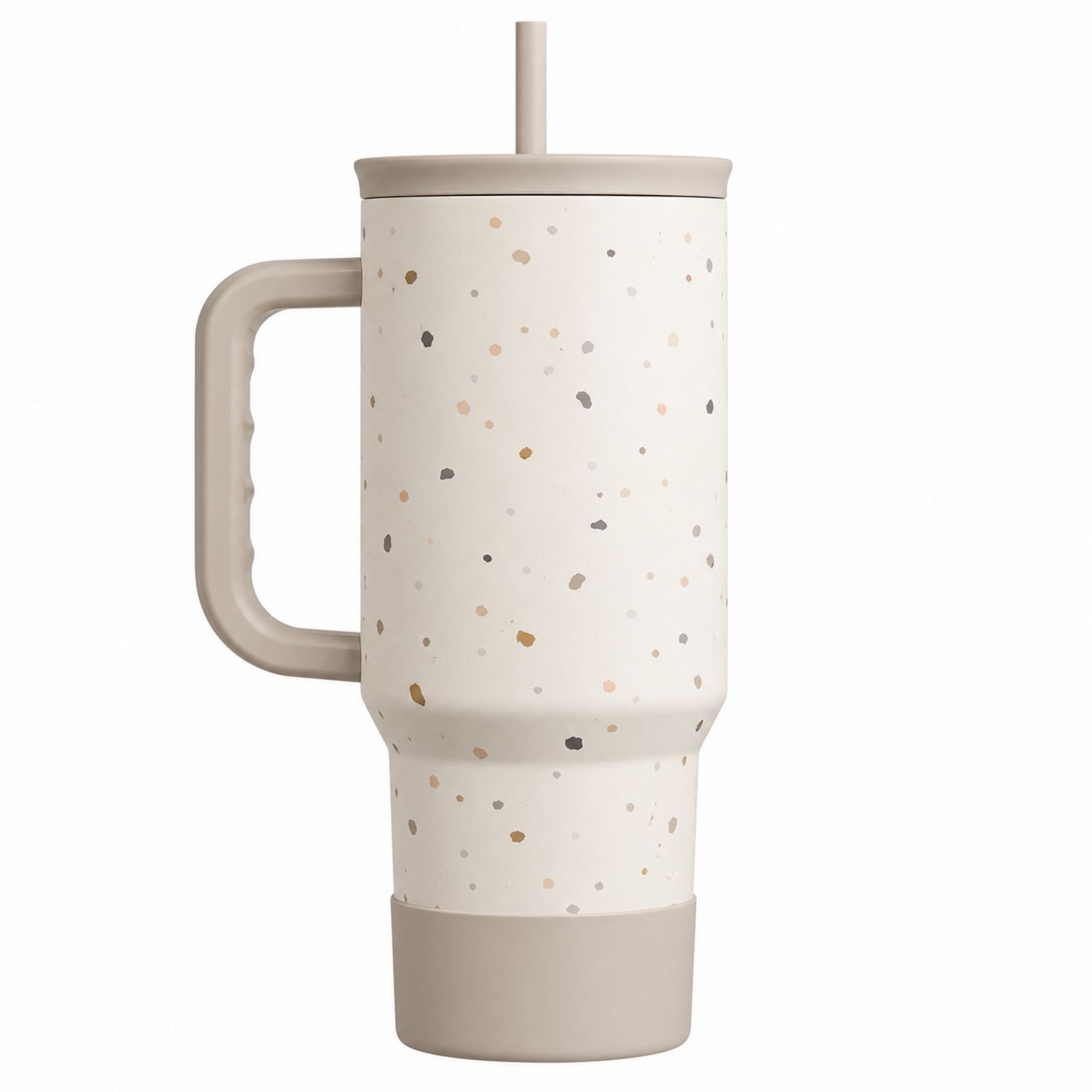 Gobelet Isotherme Tacheté avec Paille 600ml Beige