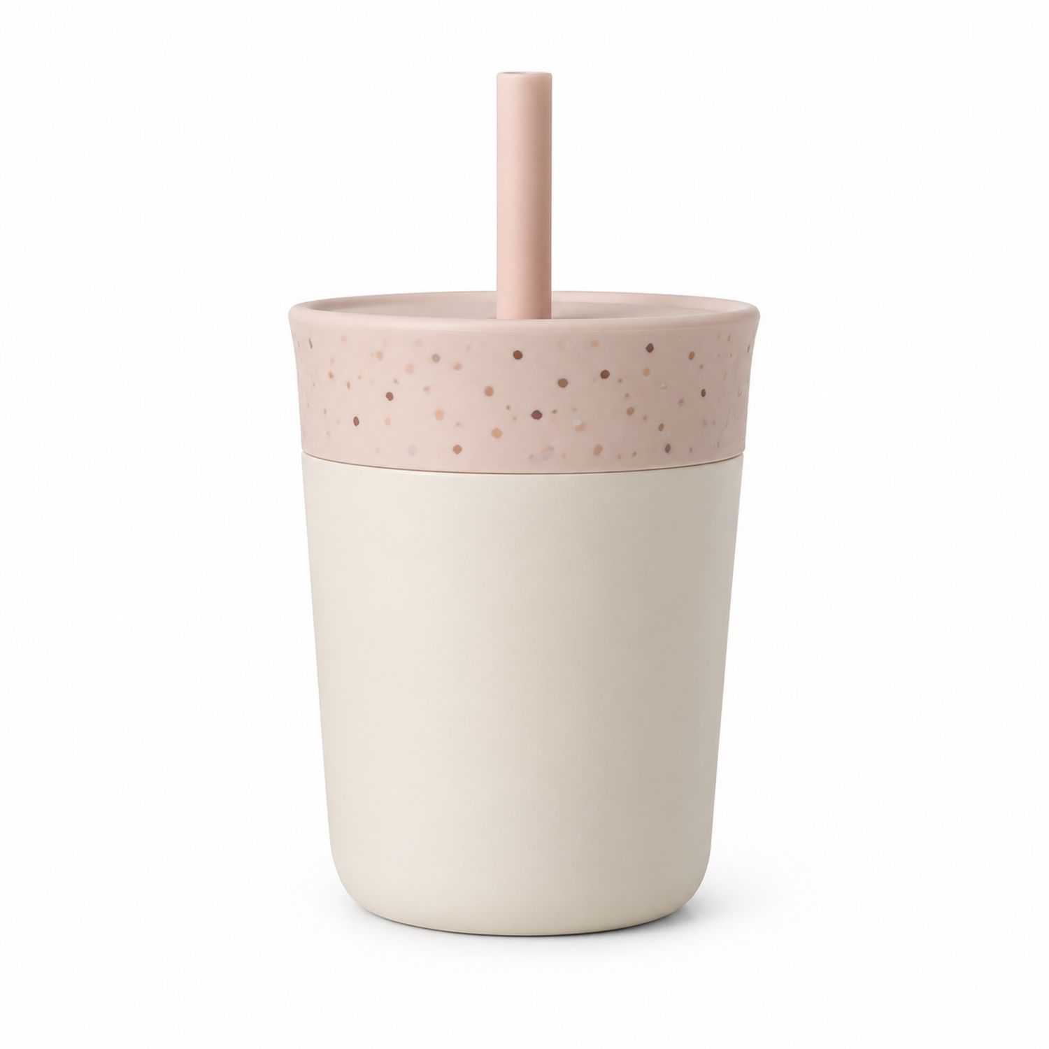 Gobelet pour enfant 250ml avec paille - Rose et Beige