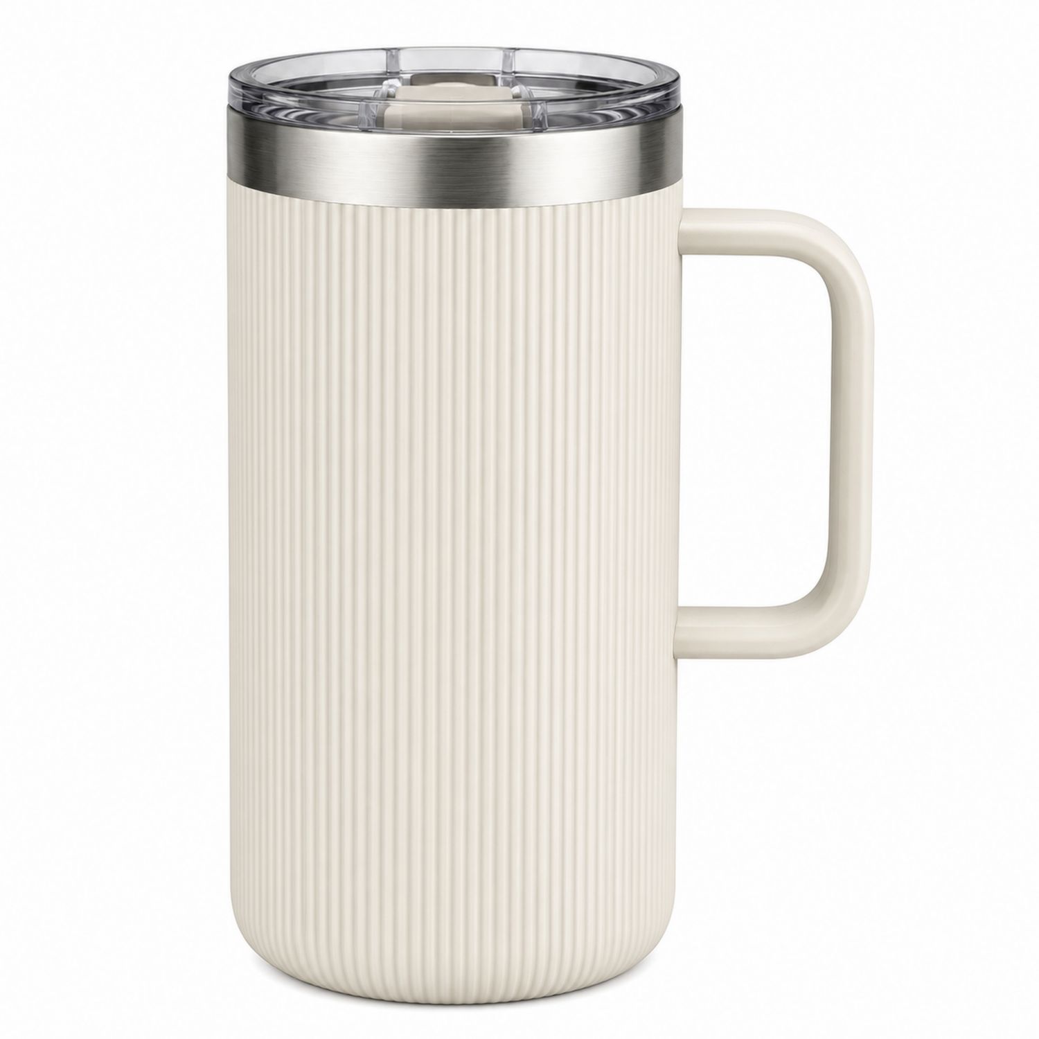 Mug Isotherme 500ml avec Couvercle Anti-Goutte - Crème