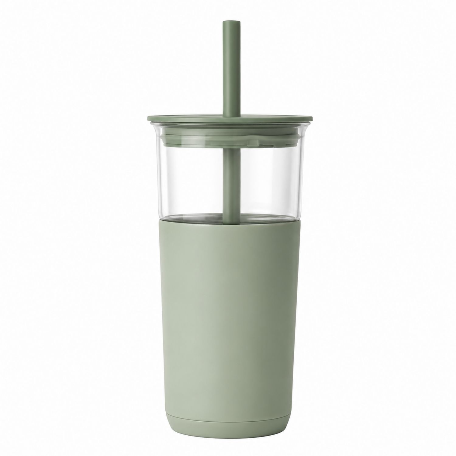 Tasse réutilisable avec paille intégrée vert 500 ml