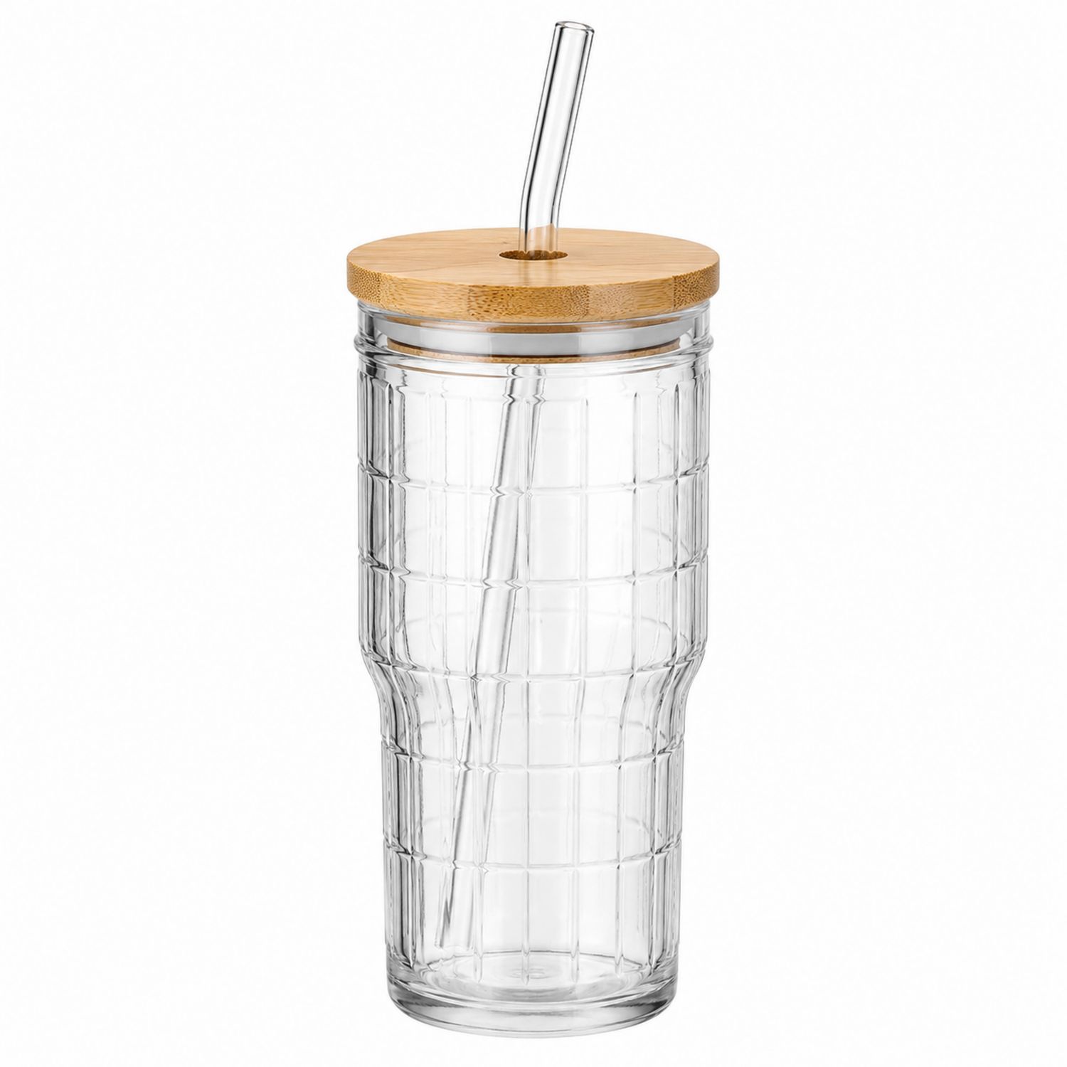 Gobelet en verre de 700 ml avec couvercle en bambou