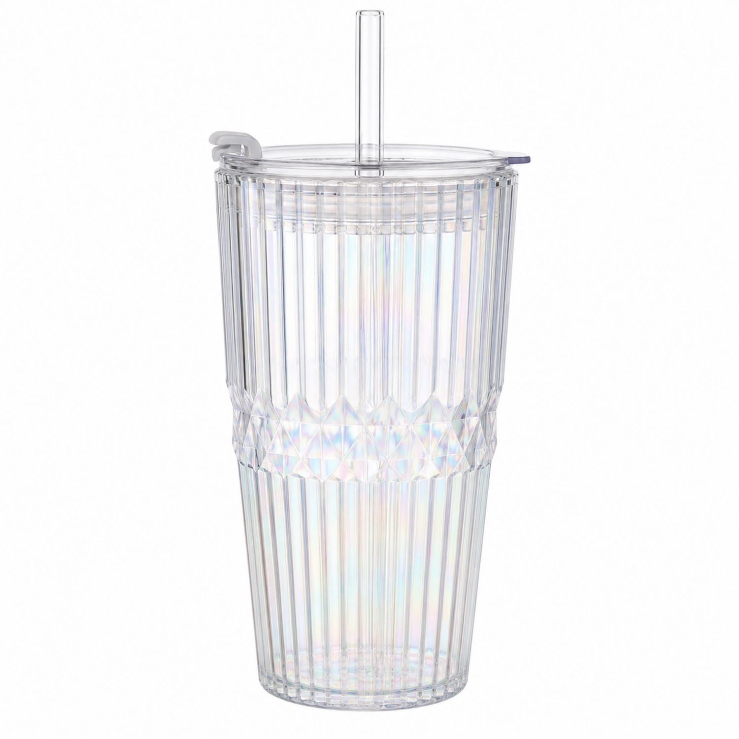 Gobelet transparent avec paille intégrée - 500 ml