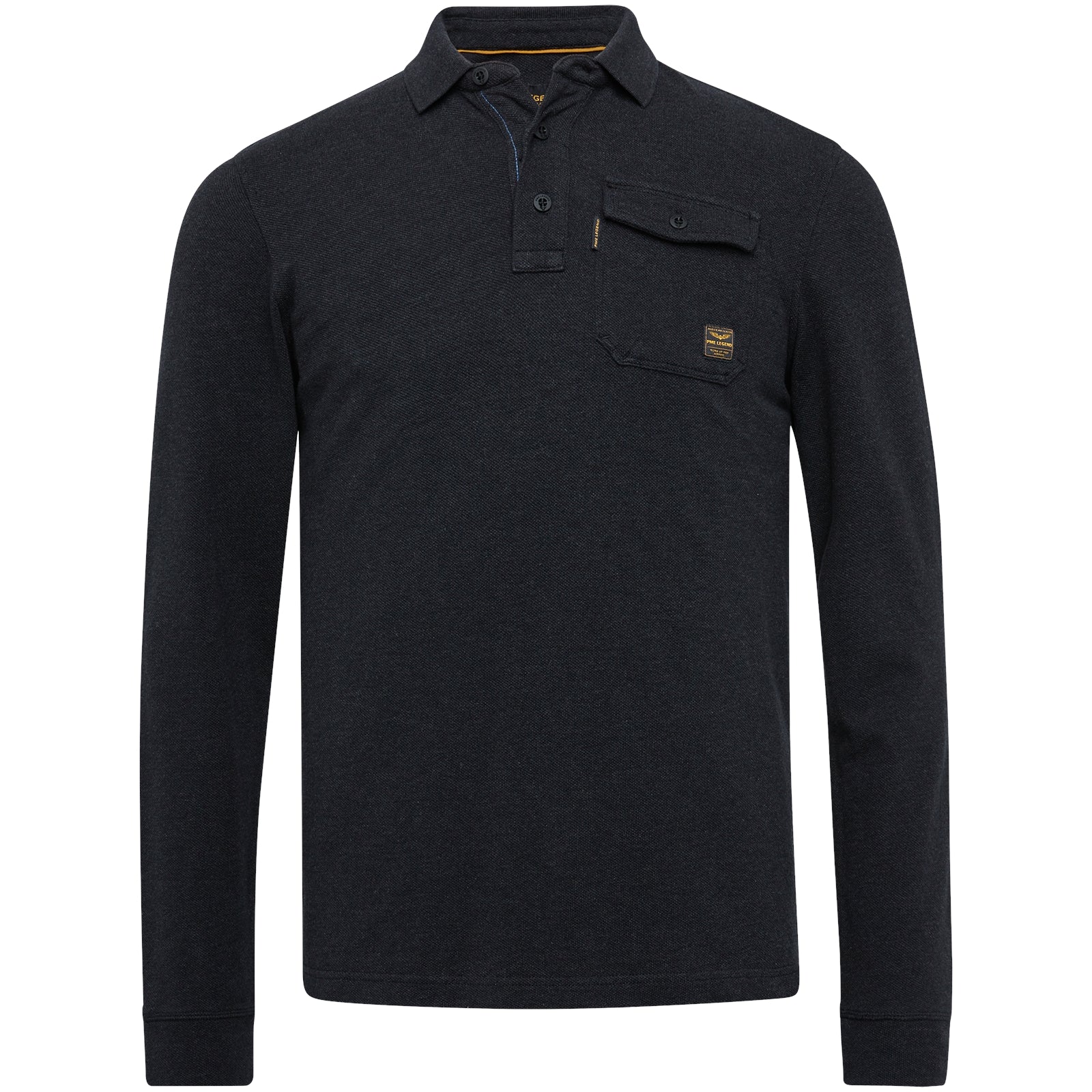Long sleeve polo rugged pique melange