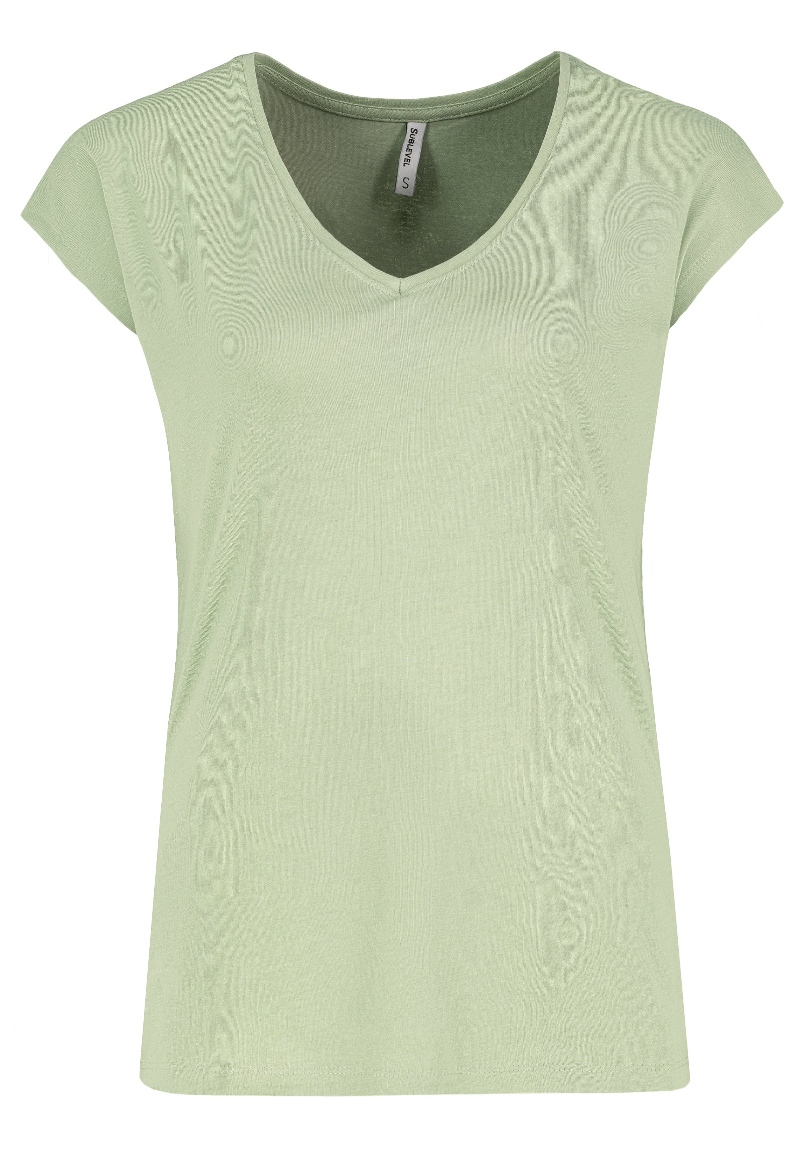 DOB Shirt, angeschnittene Ärmel, weiter Style,V-Ausschnitt mit Blende, white, pearl rose,reseda green, black