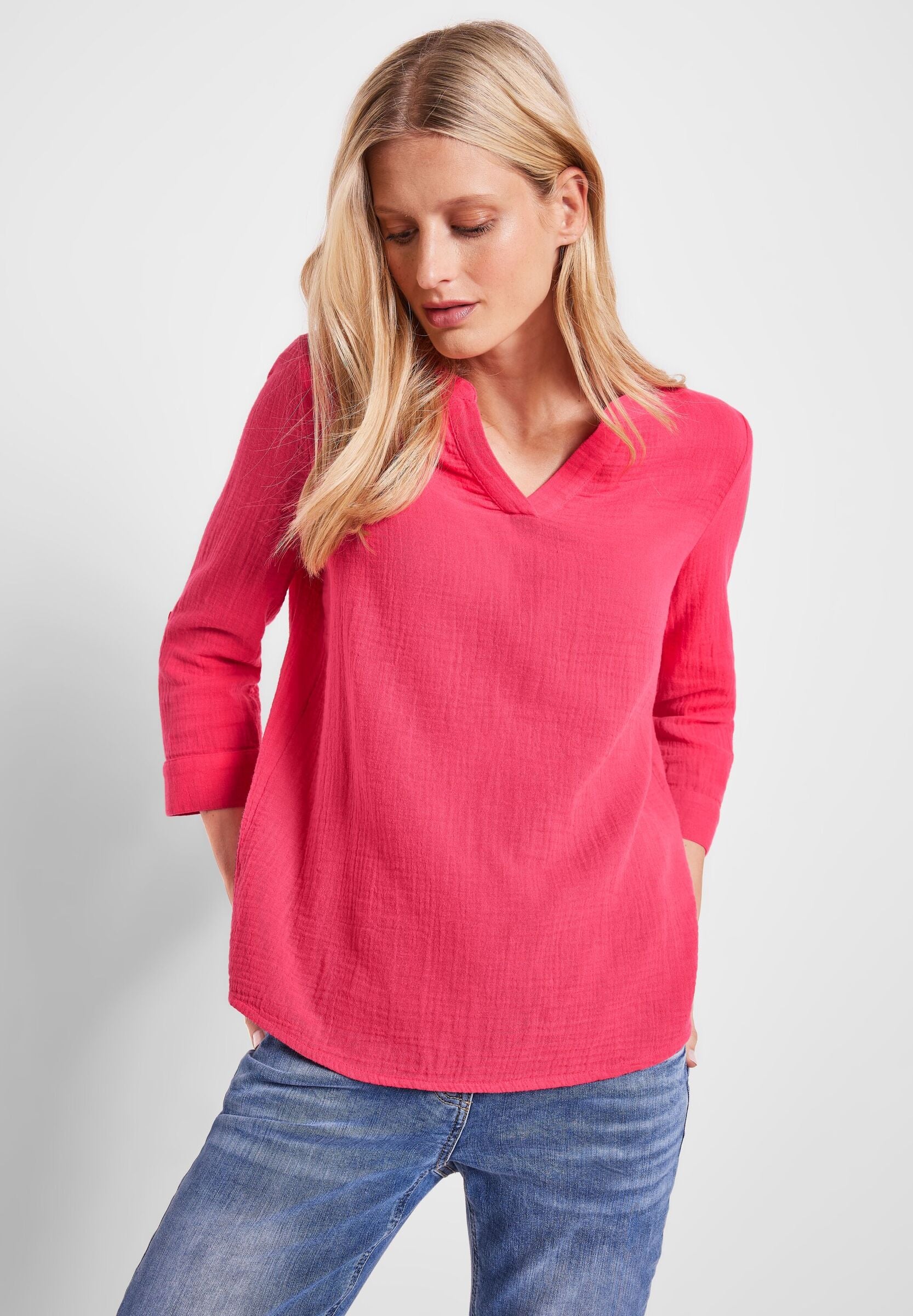 Musselin Bluse mit 3/4 Ärmel