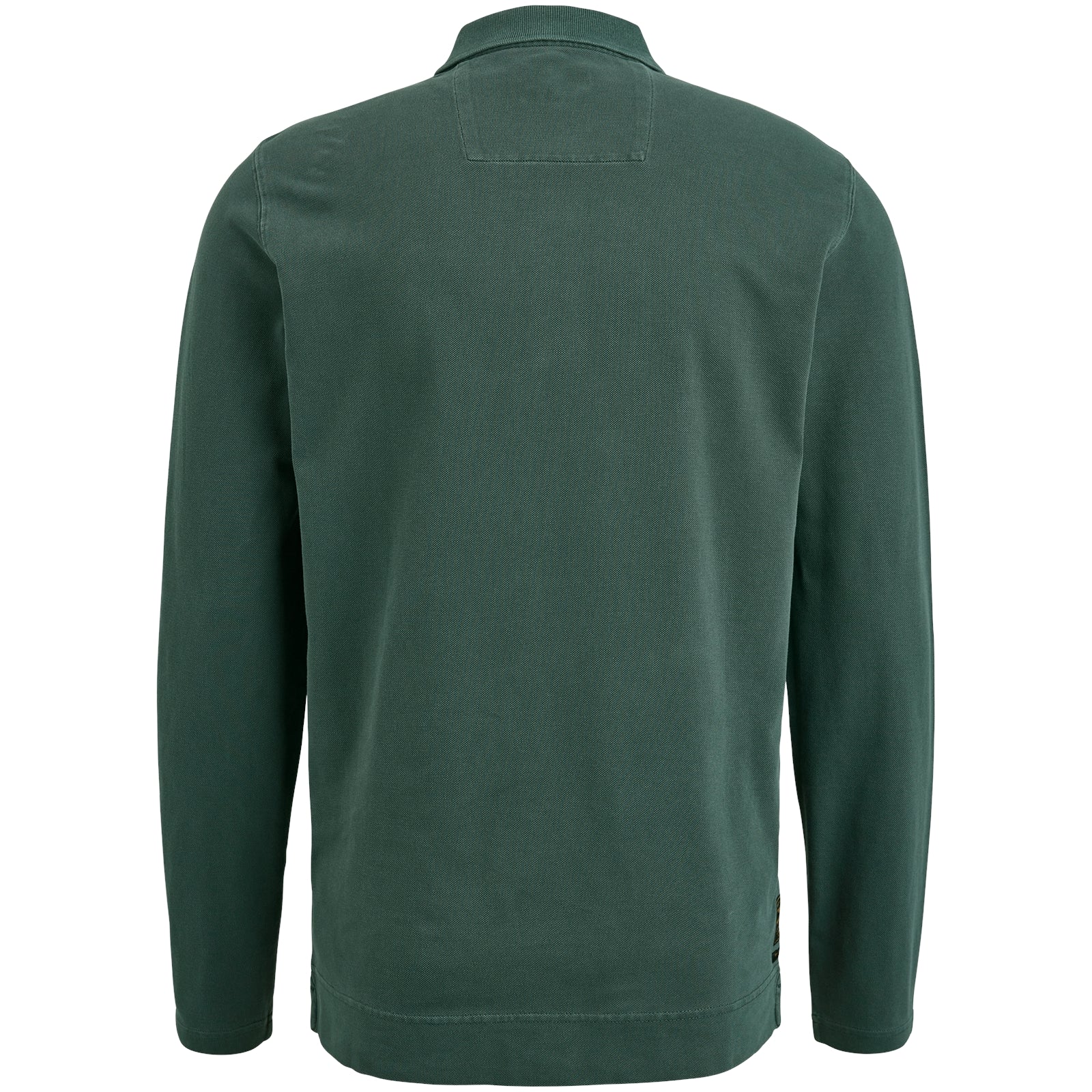 Long sleeve polo pique garment dye