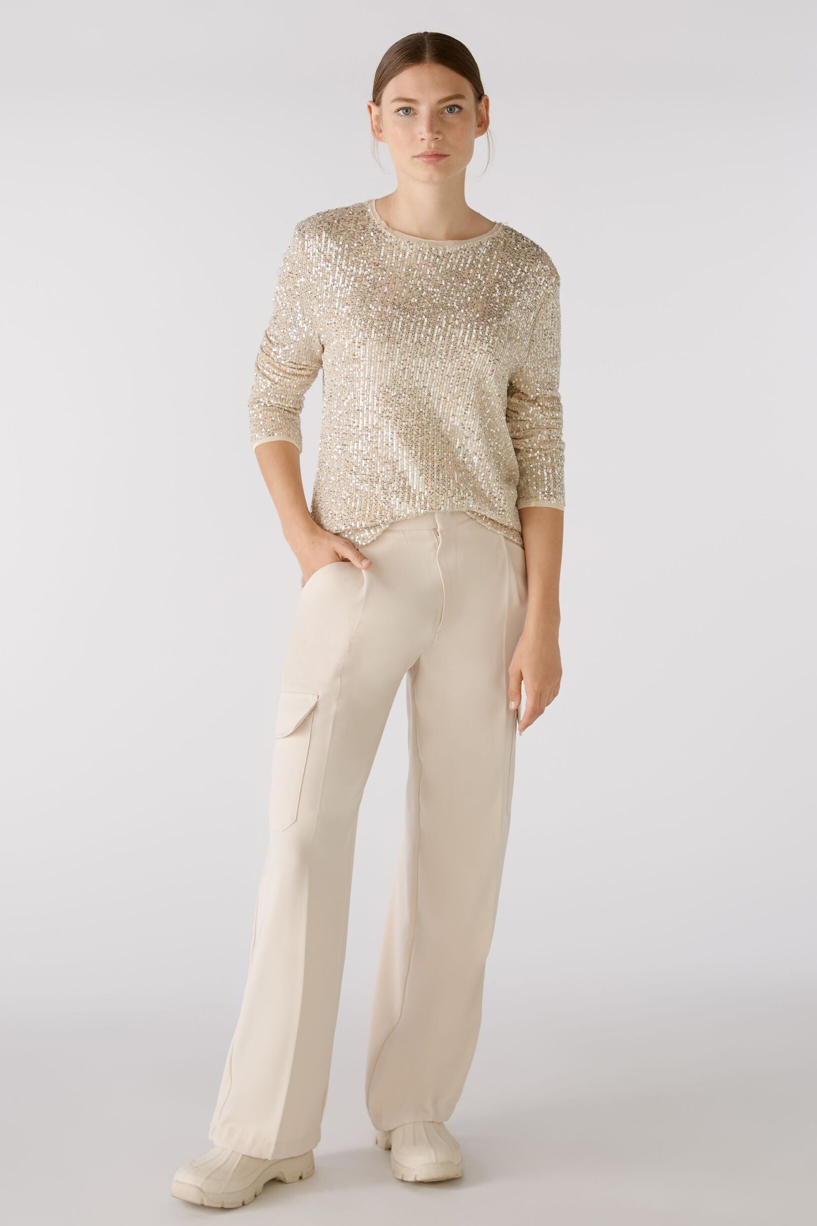 Bluse feine Stretch-Allover Paillette