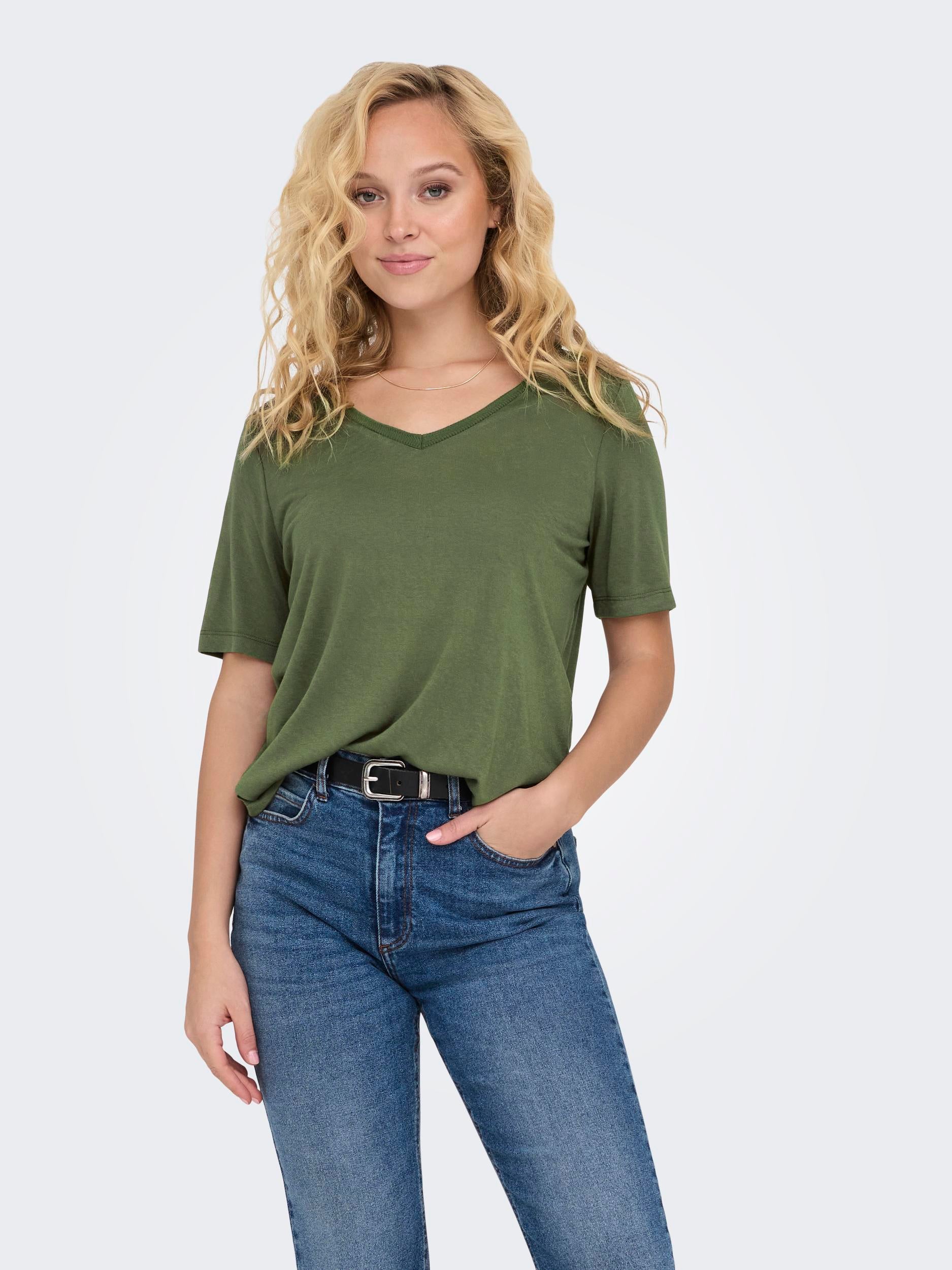 ONLELISE S/S V-NECK TOP JRS NOOS