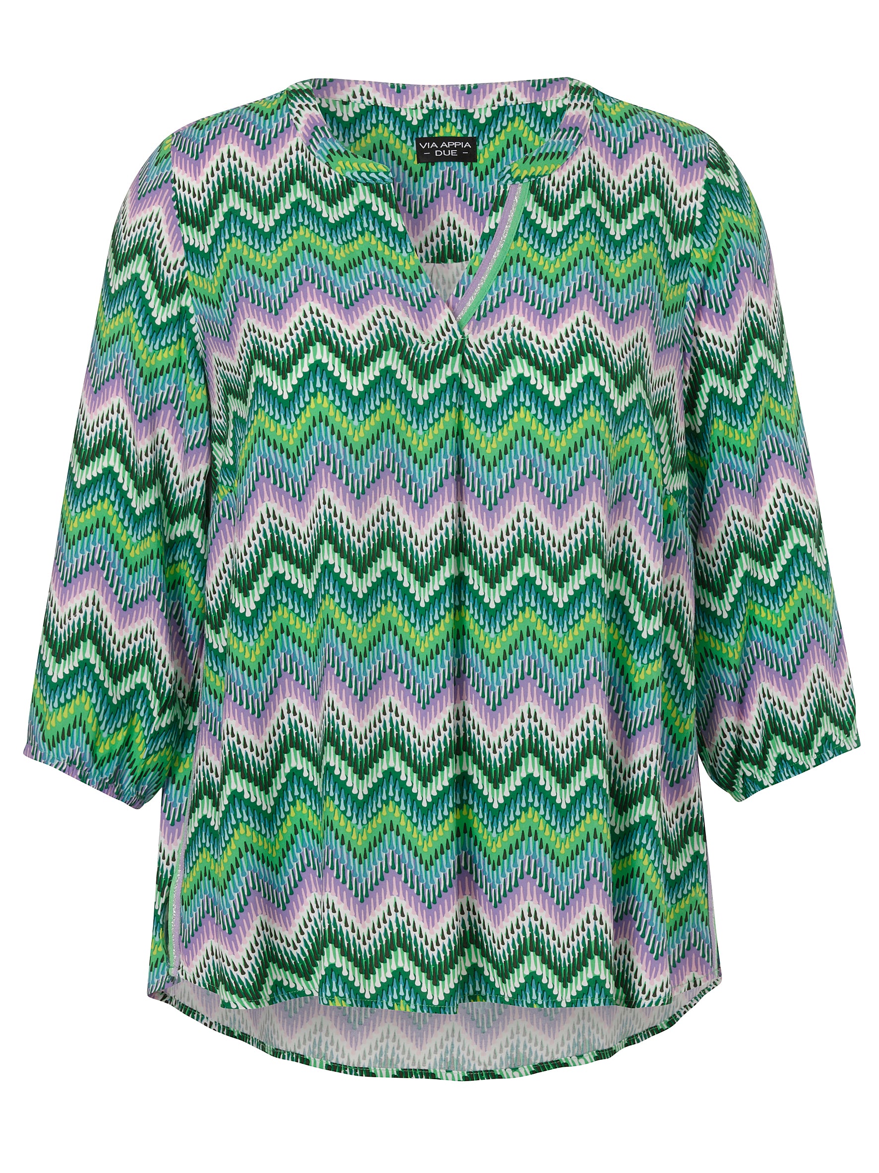 Bluse V-Ausschnitt 3/4 Arm Druck