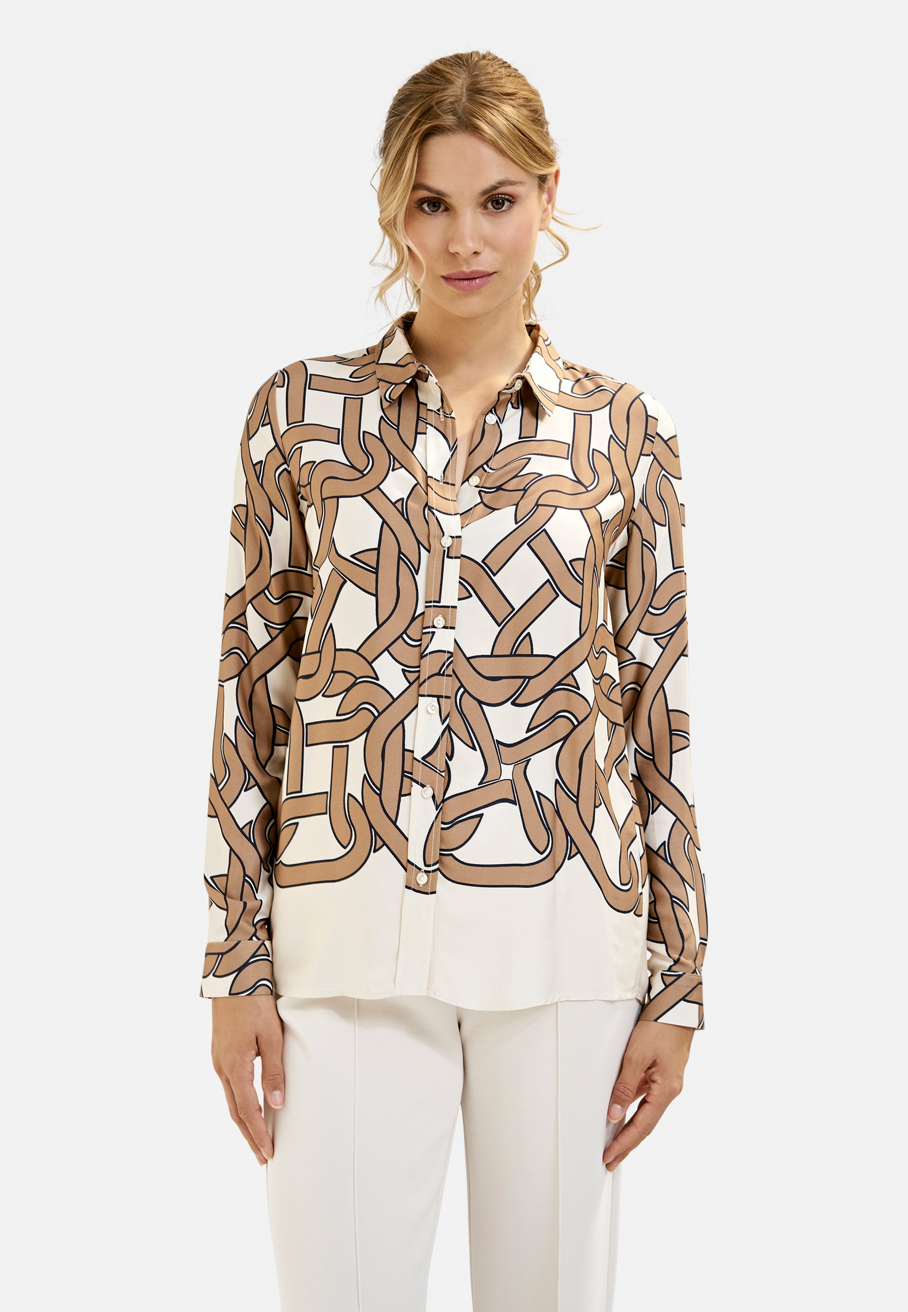 Blouse w collar and placket + 1/1 sleeves