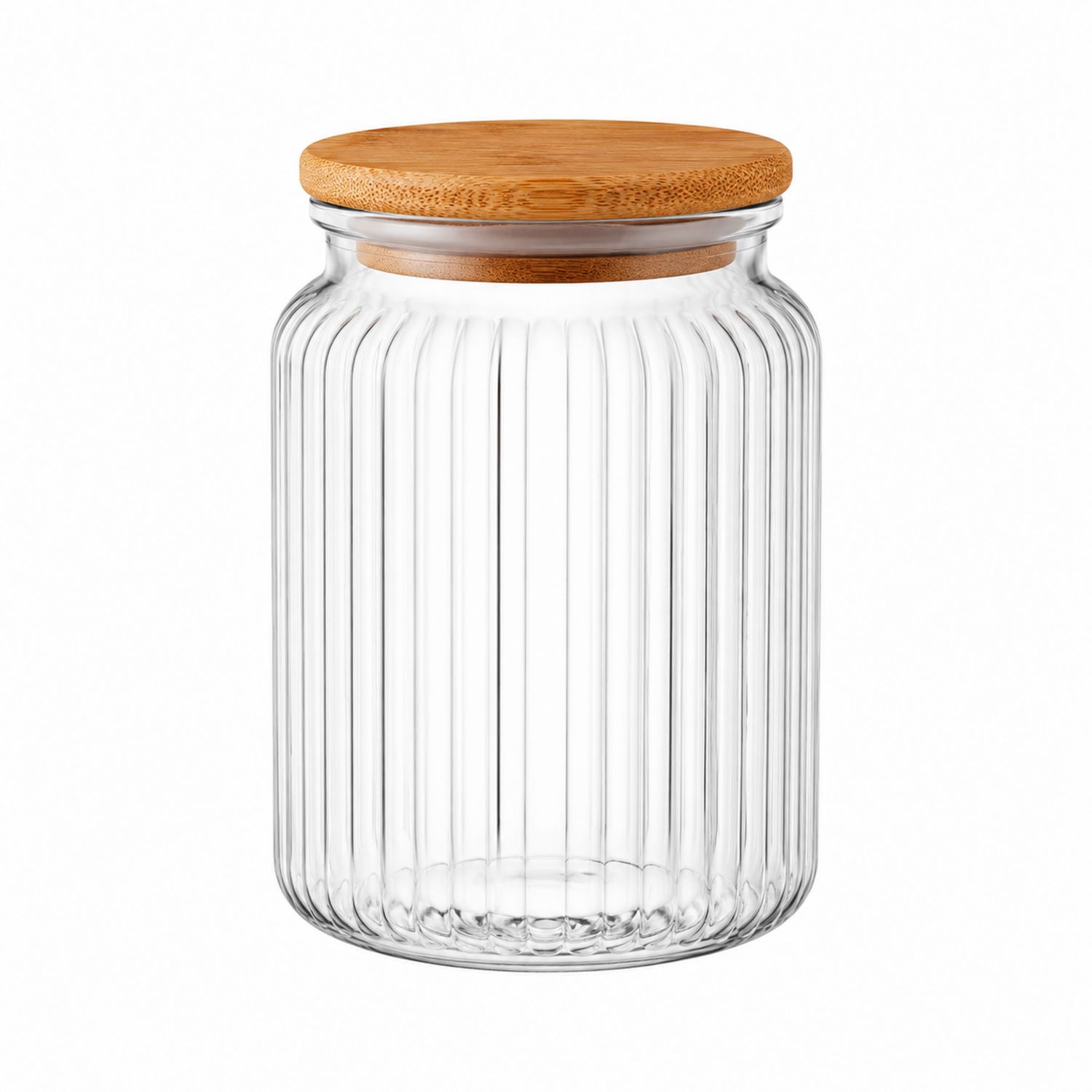 Bocal en verre transparent avec couvercle en bambou 1200ml