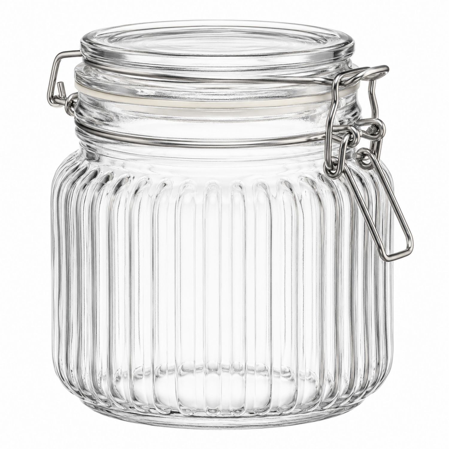Bocal en verre cannelé hermétique 1L transparent