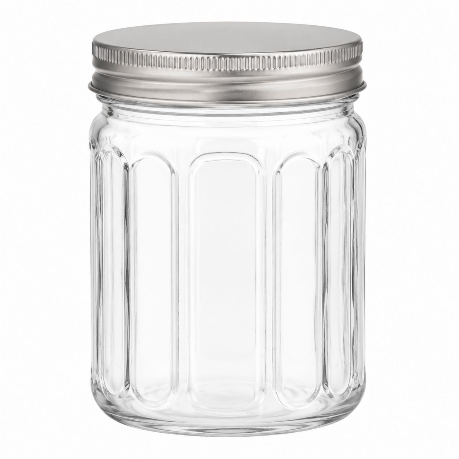 Bocal en verre transparent avec couvercle argenté hermétique - 1000 ml