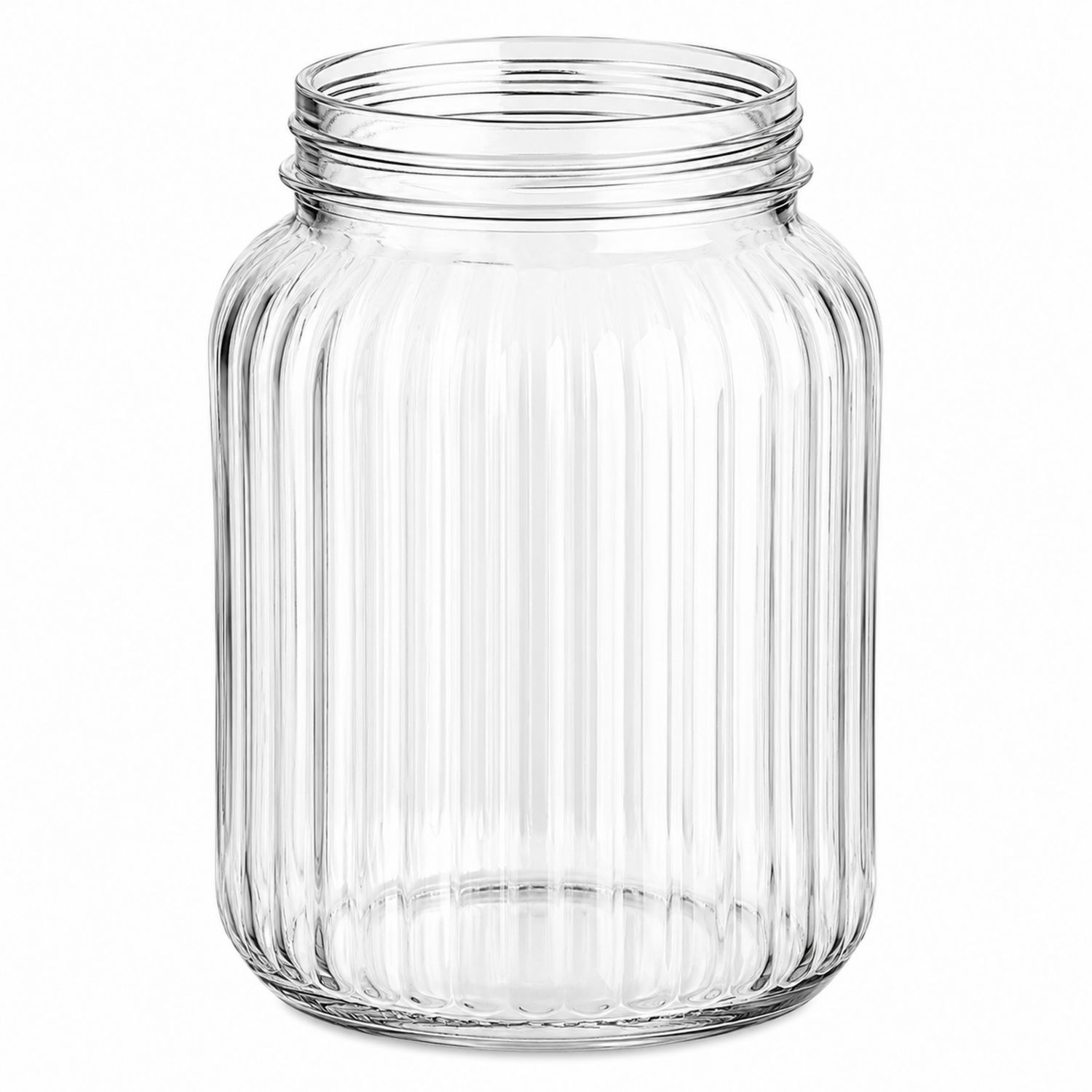 Bocal en verre transparent 1000 ml avec surface striée