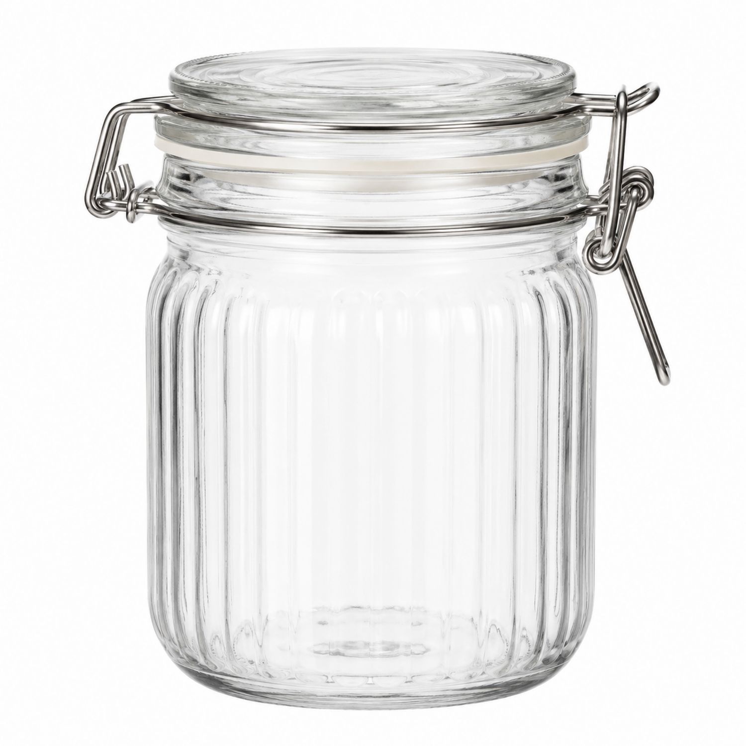Bocal hermétique en verre strié 1L