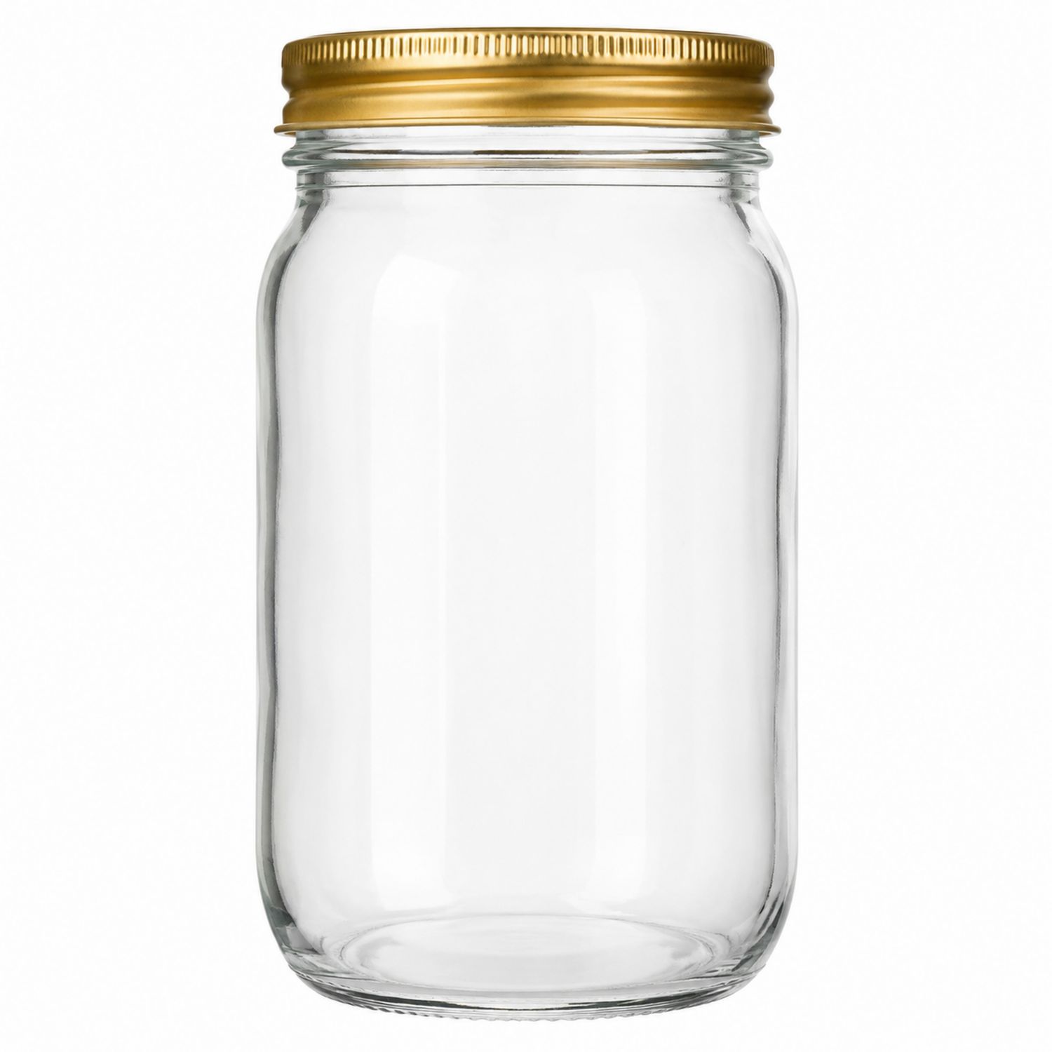 Bocal en verre transparent avec couvercle doré 1000ml