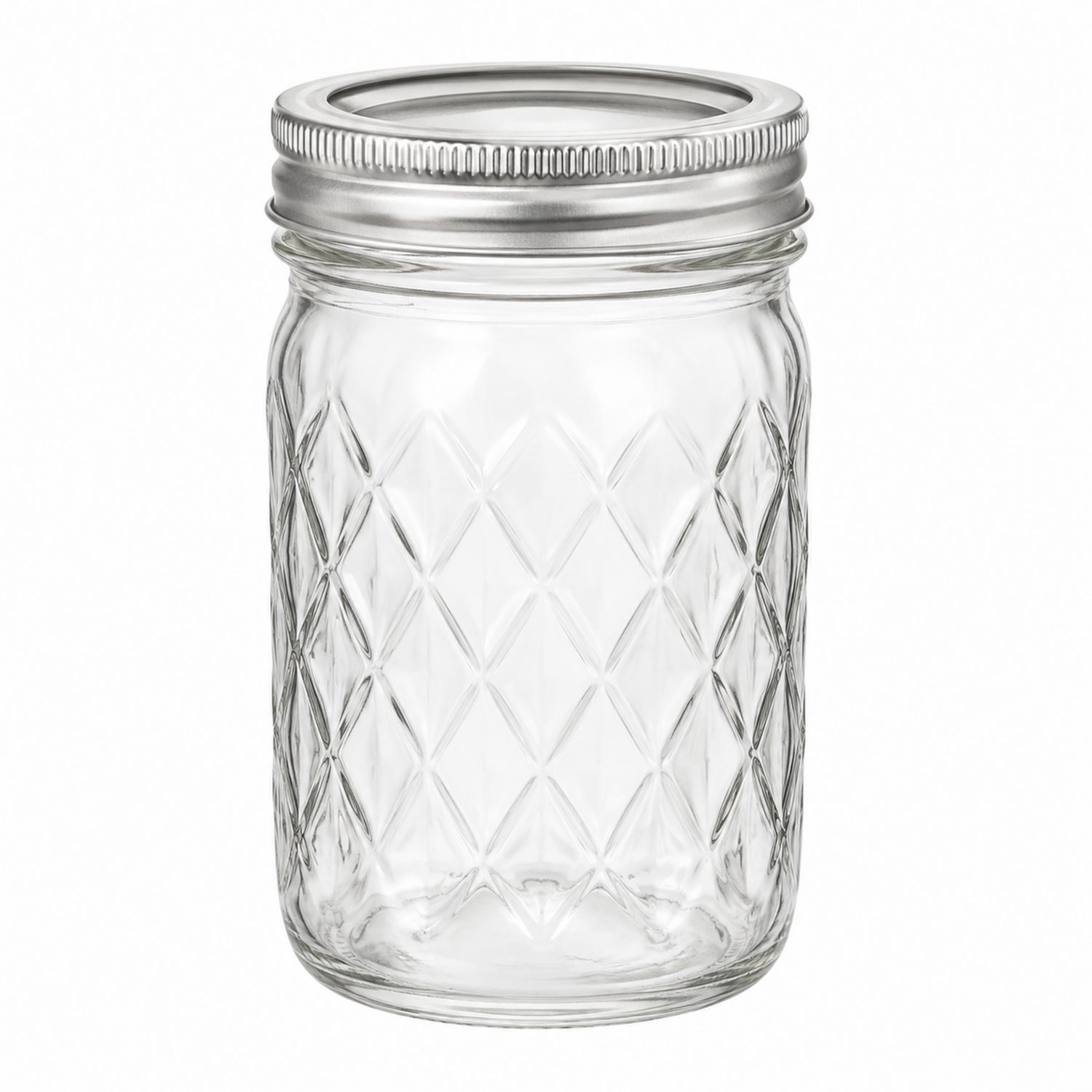 Bocal en verre transparent 500ml avec couvercle métallique
