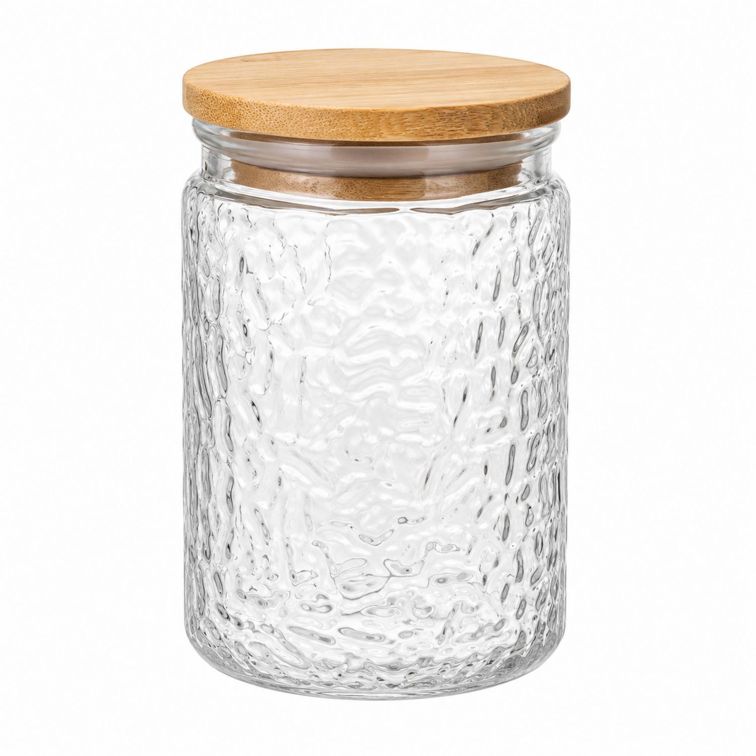Bocal en verre transparent avec couvercle en bambou hermétique - 1000 ml