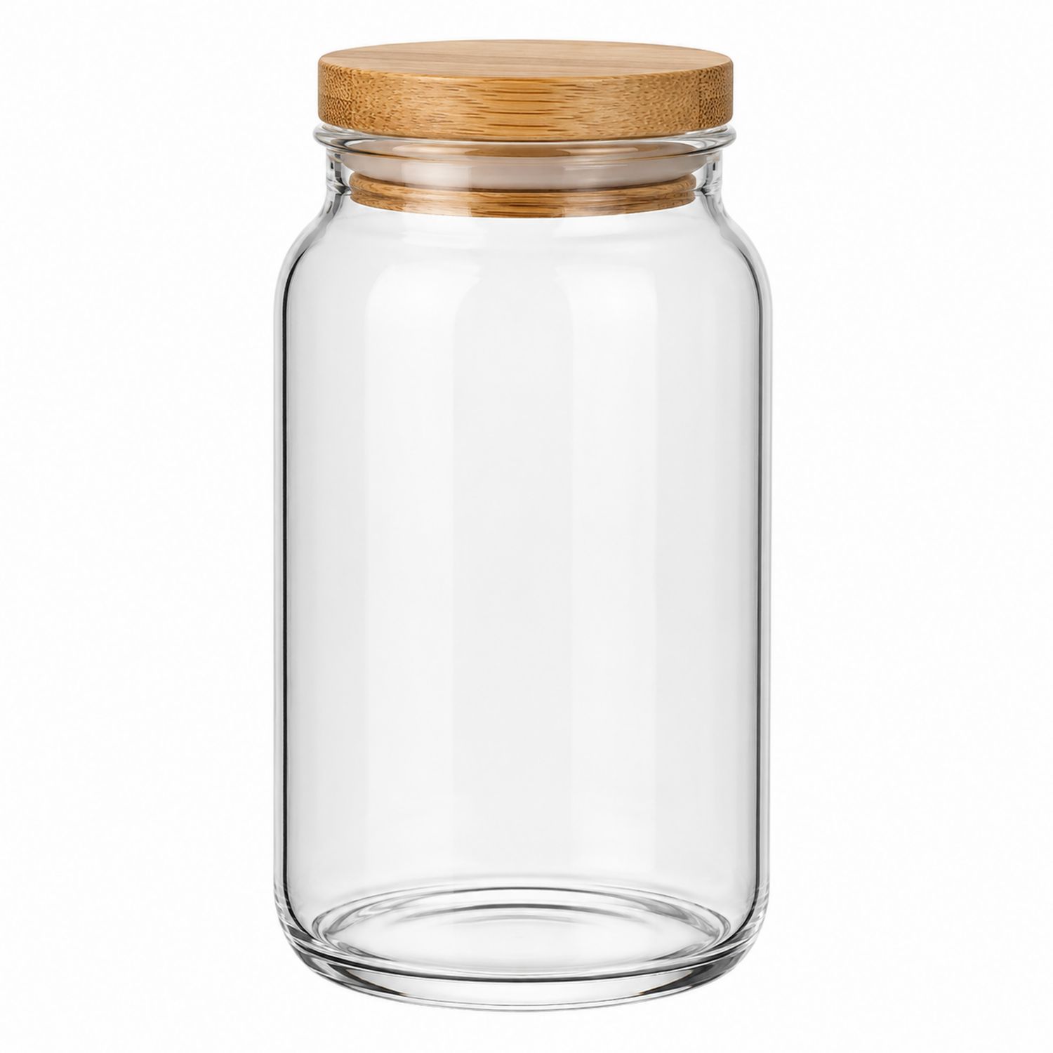 Bocal en verre transparent 1000ml avec couvercle en bambou
