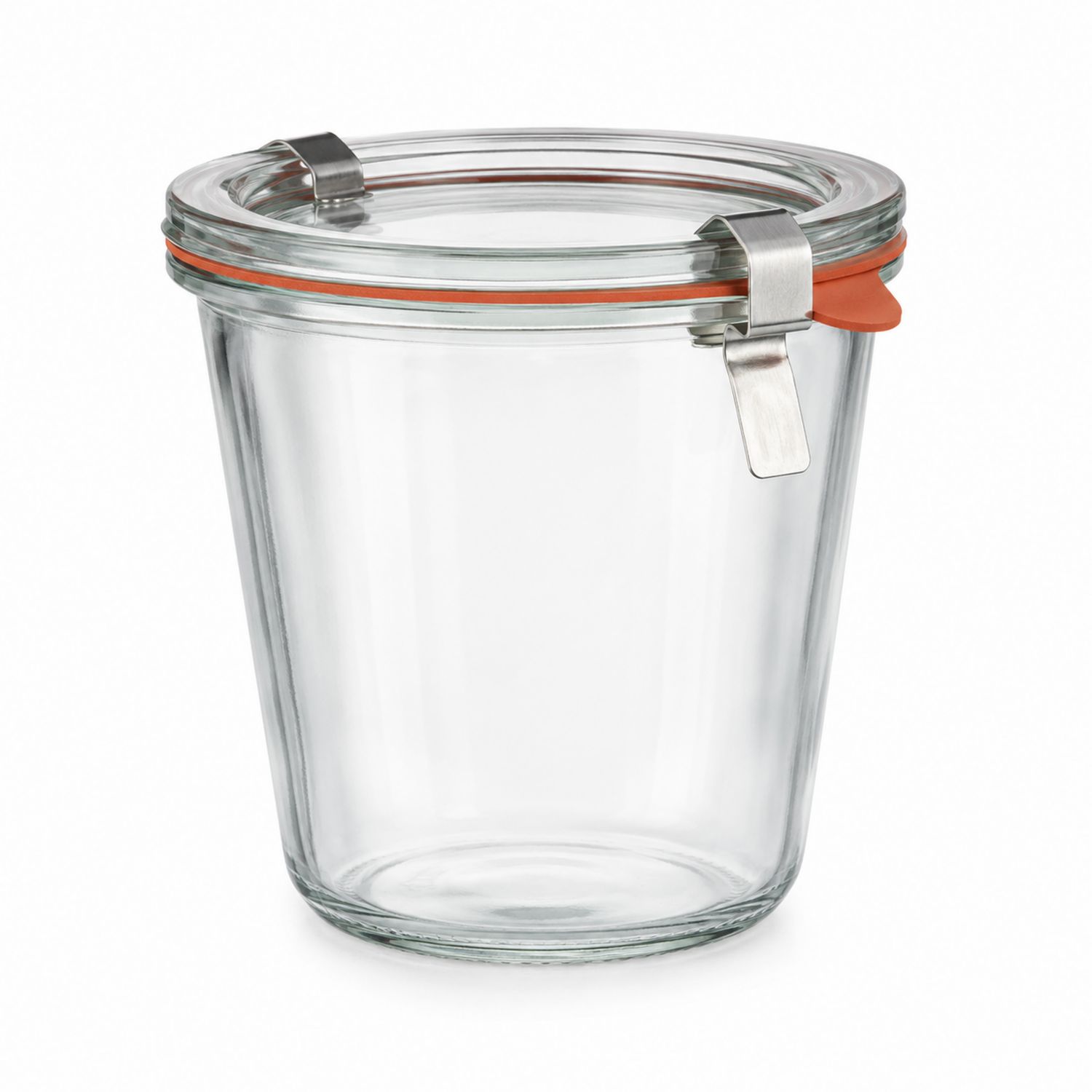 Bocal en verre transparent hermétique avec clip métallique 1L