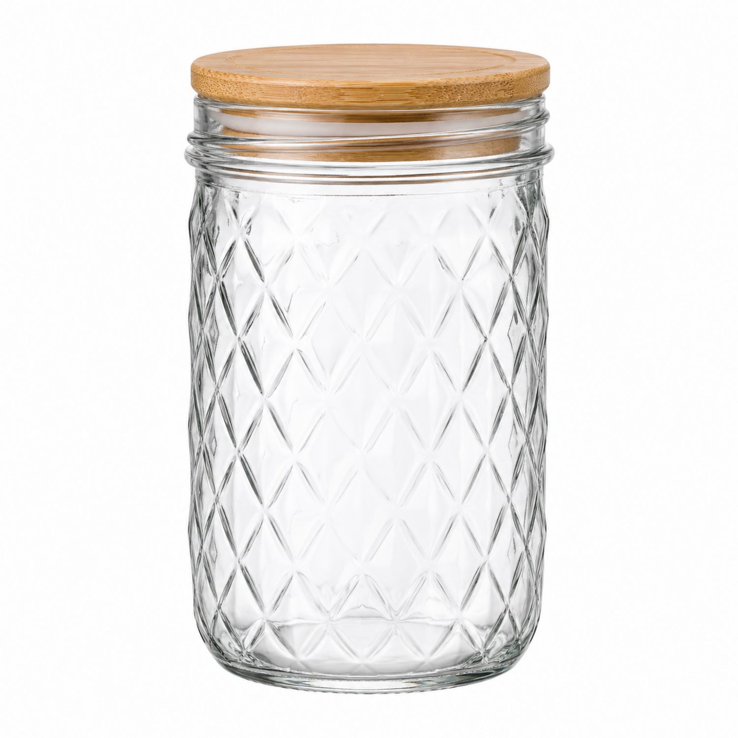 Pot de conservation en verre avec couvercle en bambou 1000ml